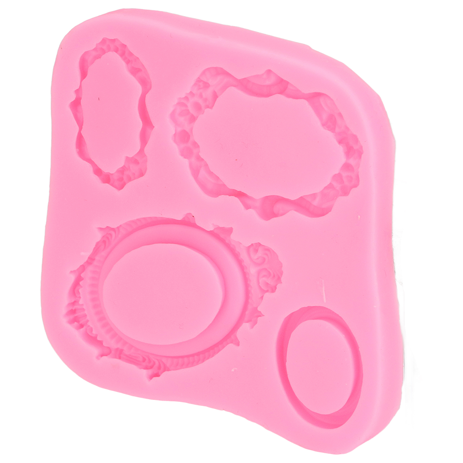 Silikonform Für Rosa Bilderrahmen, Silberne Ringe, Armbänder, Halsketten, Kuchen, Fondant- Und Schokoladendekorationen