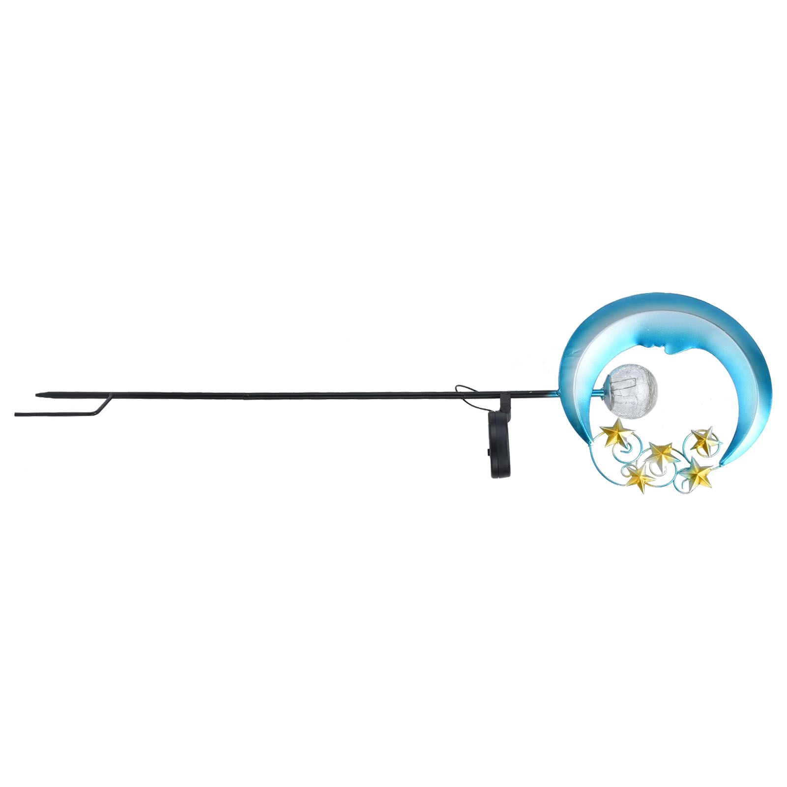 Solarbetriebene Led-leuchte Aus Schmiedeeisen Mit Mond Und Blauen Sternen Für Garten, Einfahrt Und Landschaftsgestaltung (mit Eingebautem Akku)