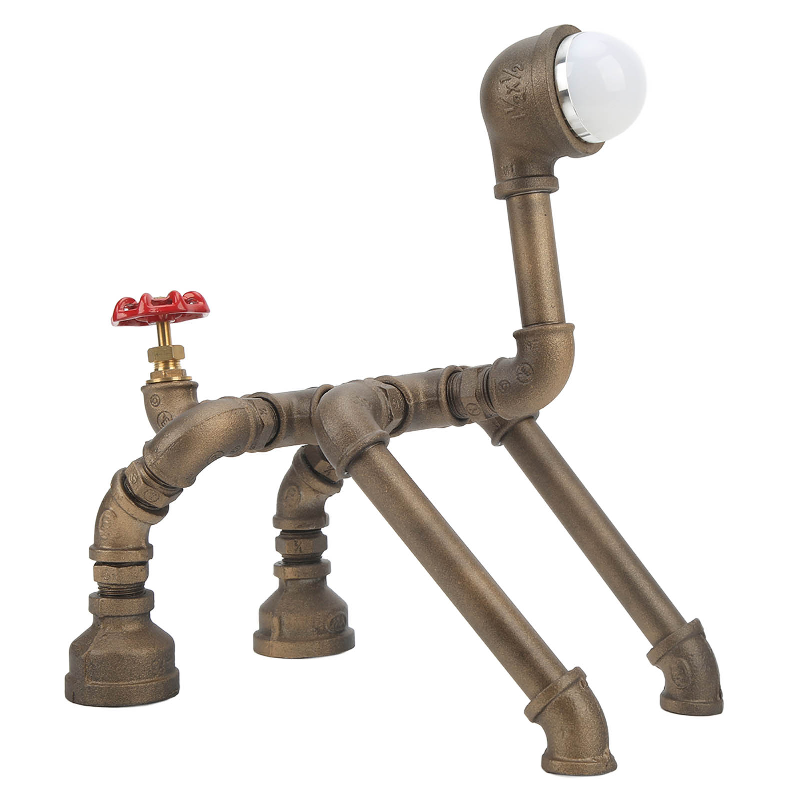 Industrielle Metalltischlampe Mit Hunde- Und Rohrmotiv, Led, 110-220 V, Warmes Licht, Dekoration Für Schlaf-/wohnzimmer, Kreatives Design Inklusive Leuchtmittel.