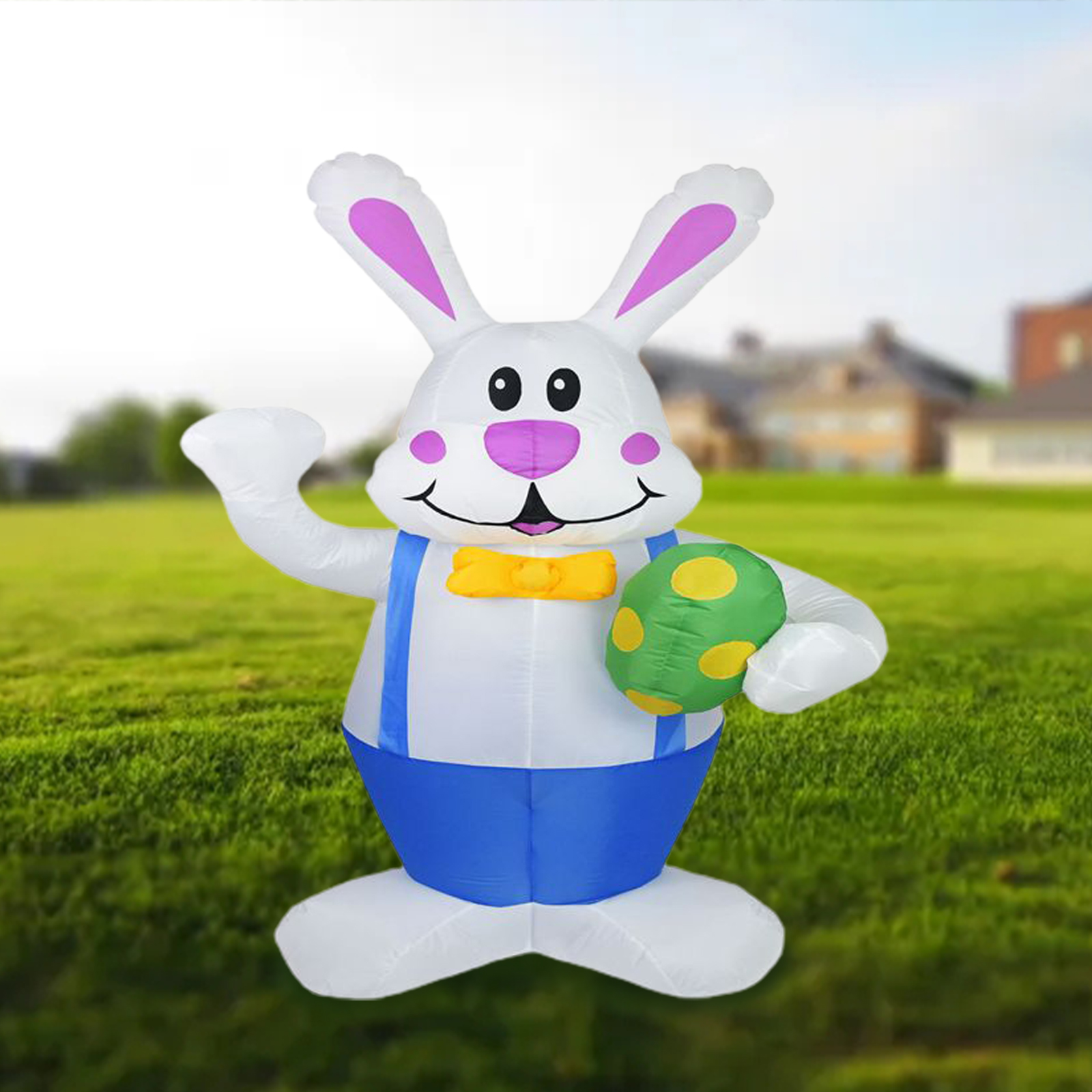 Aufblasbarer Osterhase, 1,9 M, Mit Led-beleuchtung, Gartendekoration: 4 Heringe, 2 Ringe, 2 Seile, 2 Led-lichter (6 Perlen), Ventilator, Elektrischer Detektor, Anleitung In Englisch.