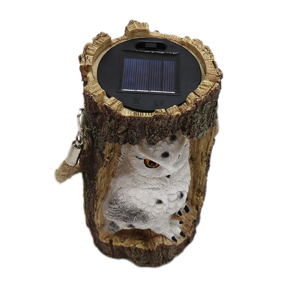 Solarbetriebene Led-baumstumpfleuchte Mit Eule, Balkonlampe Für Den Außenbereich, Dekorative Hängeleuchte.