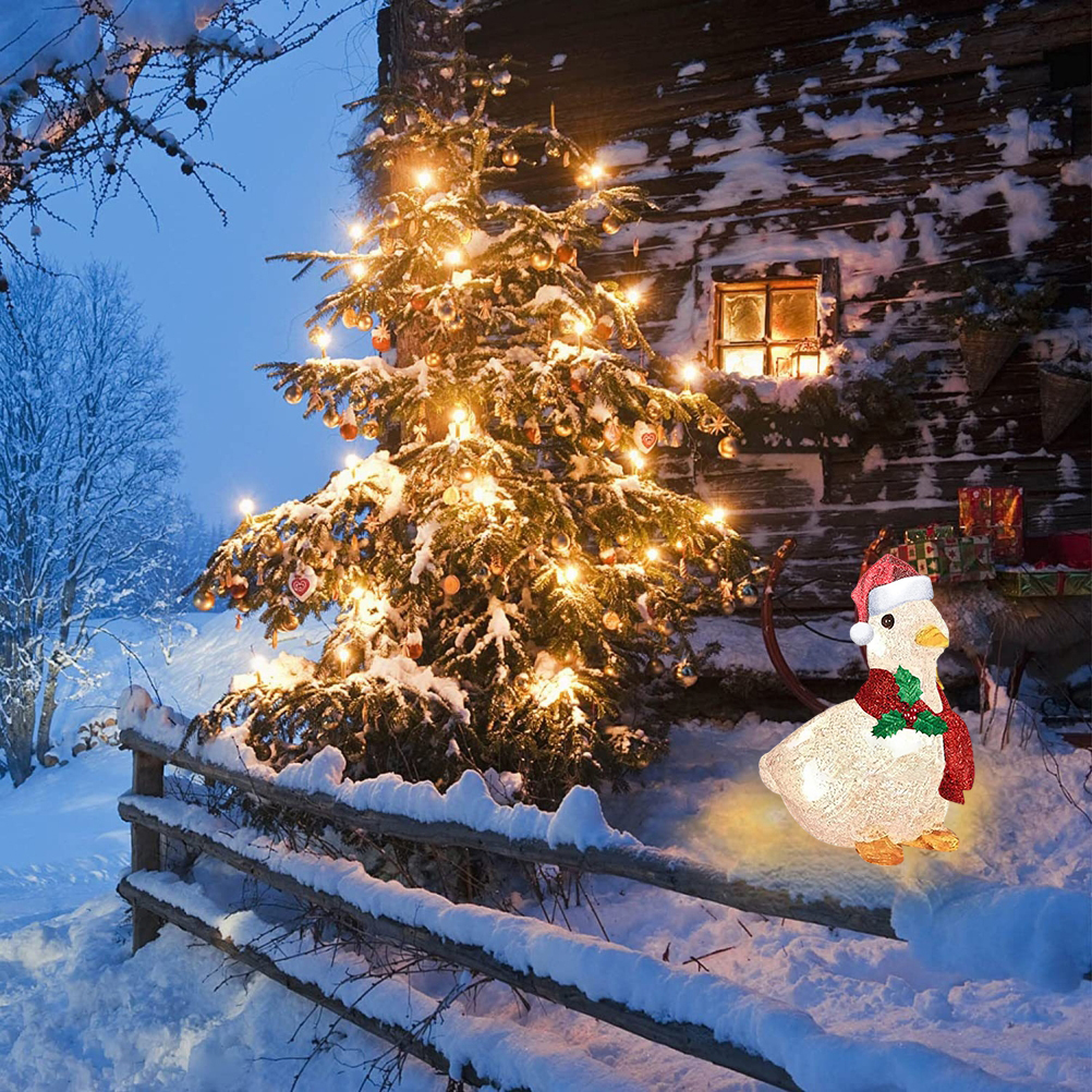 Weihnachtsente Aus Acryl Mit Beleuchtung, Flache Schaldekoration, Kleine Größe, Modell B, 1 Stück