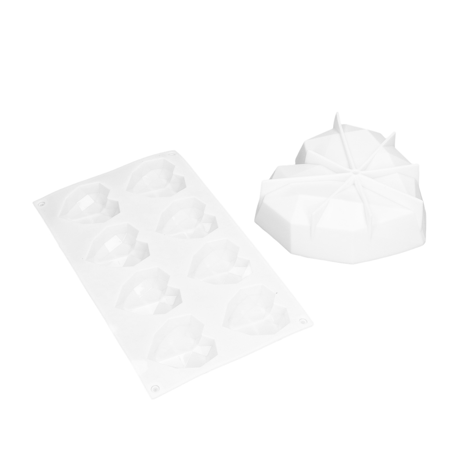 Set Mit 2 Silikon-herzformen In Diamantform Für Diy-backwaren, Kuchen, Schokolade, Eiscreme, Einzelnes Herz + Acht Herzen