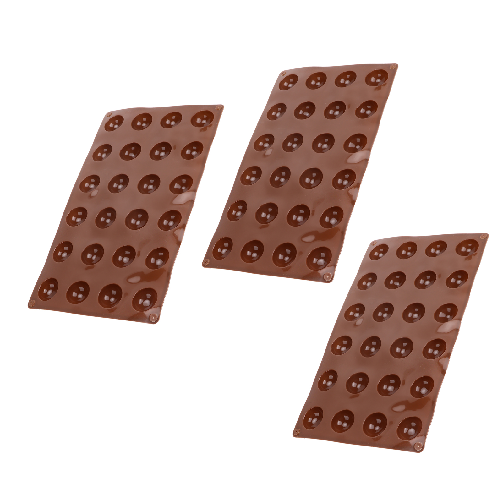 Silikon-backform Mit 24 Mulden, Halbkreisförmig Für Puddings, Pralinen Und Kuchen, Wird Im 3er-set Verkauft.