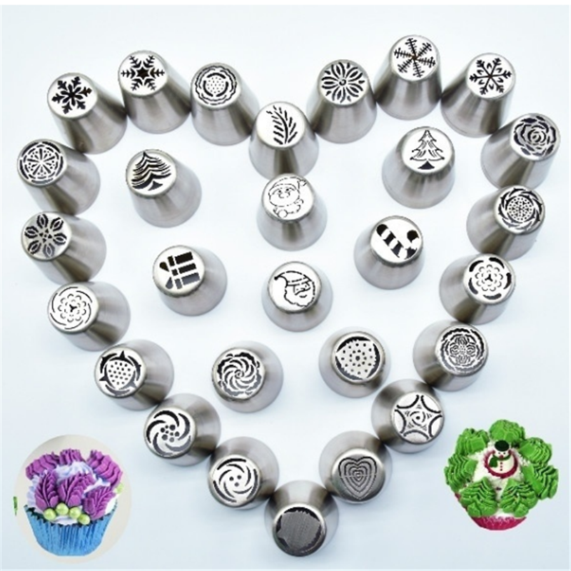 Set Mit 8 Russischen Spritztüllen Aus Edelstahl, Weihnachtsserie, Tortendekorationsspitzen