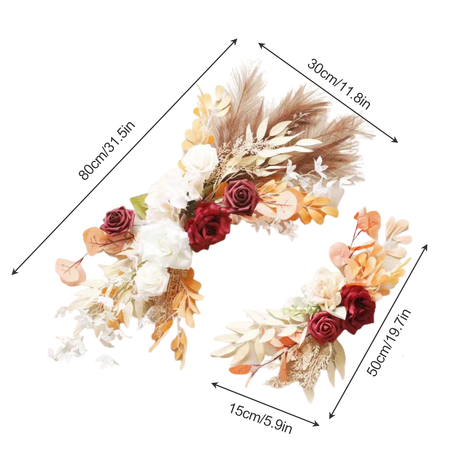 Roter, Blumengeschmückter Hochzeitsbogen, Empfangsdekoration Mit 4 Befestigungsbändern, Leicht Gebogen, Um Transportschäden Zu Vermeiden