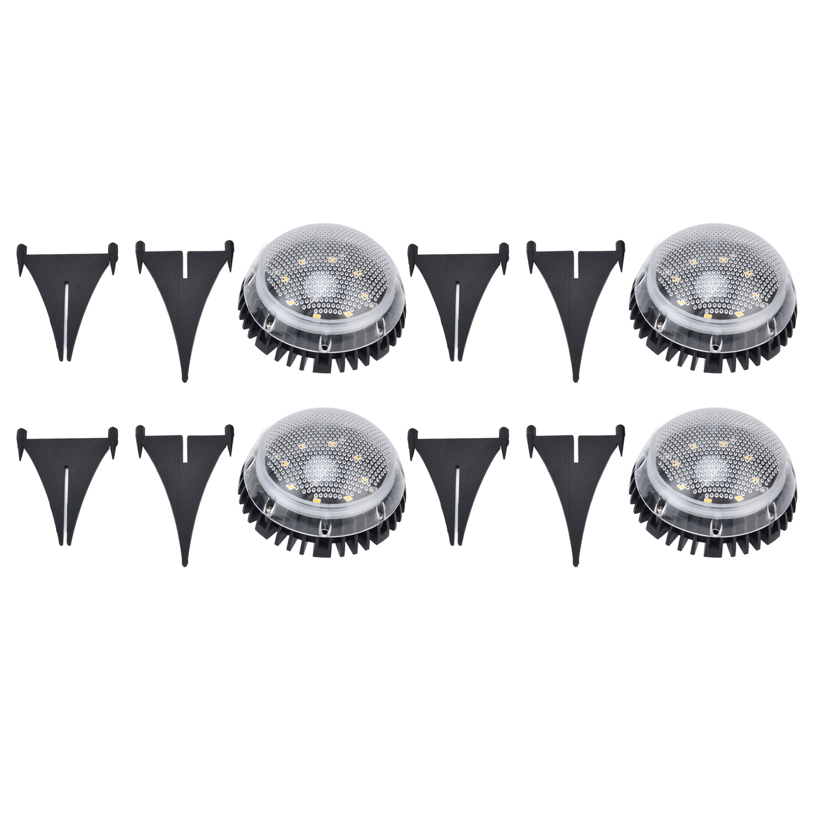 Set Mit 4 Solar-bodeneinbauleuchten, Gartenstrahlern, Wasserdichten 8-led-gartenleuchten Für Treppen (mit Integriertem Akku, Weißes Licht)