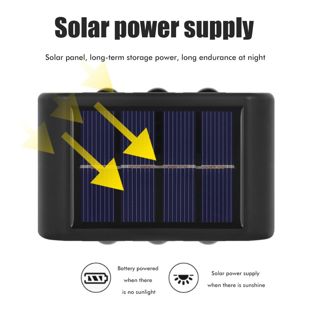 2-teiliges Solar-außenleuchten-set, Dekorative Gartenwandleuchte, Kunststoffgehäuse, 6 Leds Mit Konvexer Linse, Warmes Licht Für Zaun Und Terrasse.