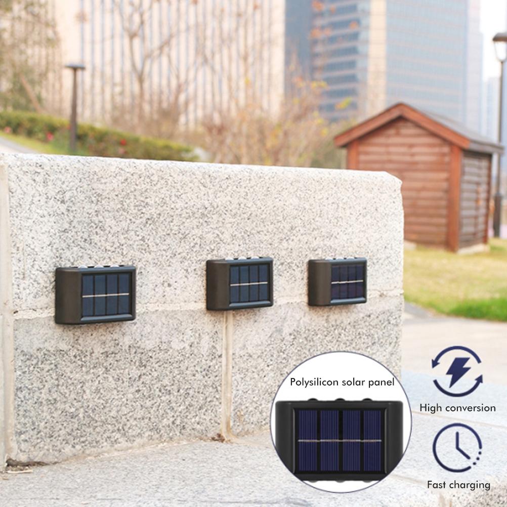 Set Mit 2 Solar-gartenleuchten Für Den Außenbereich, Wandleuchten Mit 6 Leds Und Linse, Kaltweißem Kunststoff, Dekorative Beleuchtung Für Zäune Und Terrassen