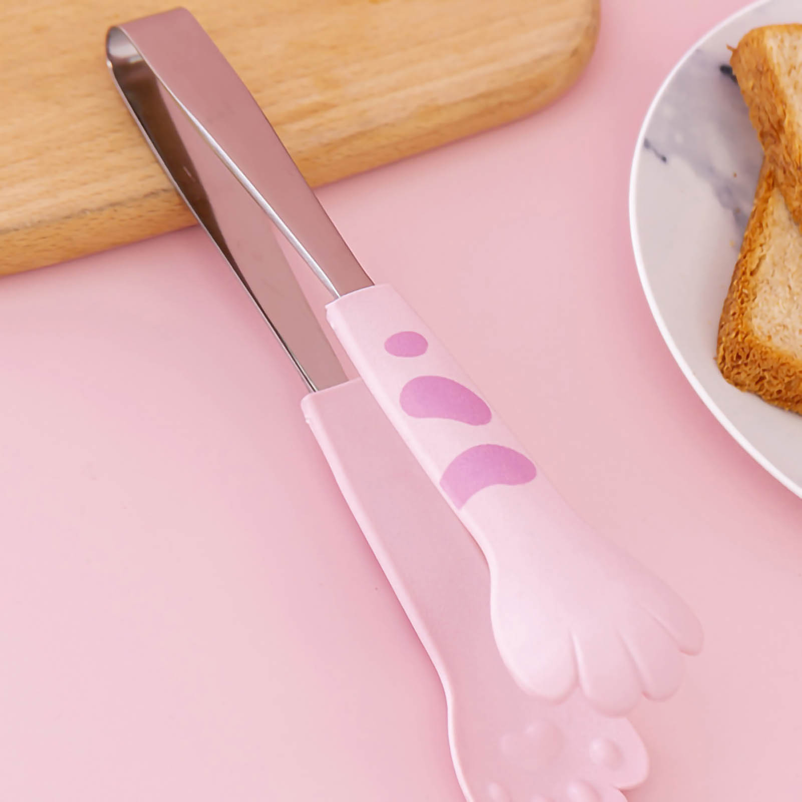 Set Aus 2 Küchenzangen Aus Edelstahl, Rosa Katzenpfoten-design, Kleine Salatzange, Gebäckzange Und Grillzange