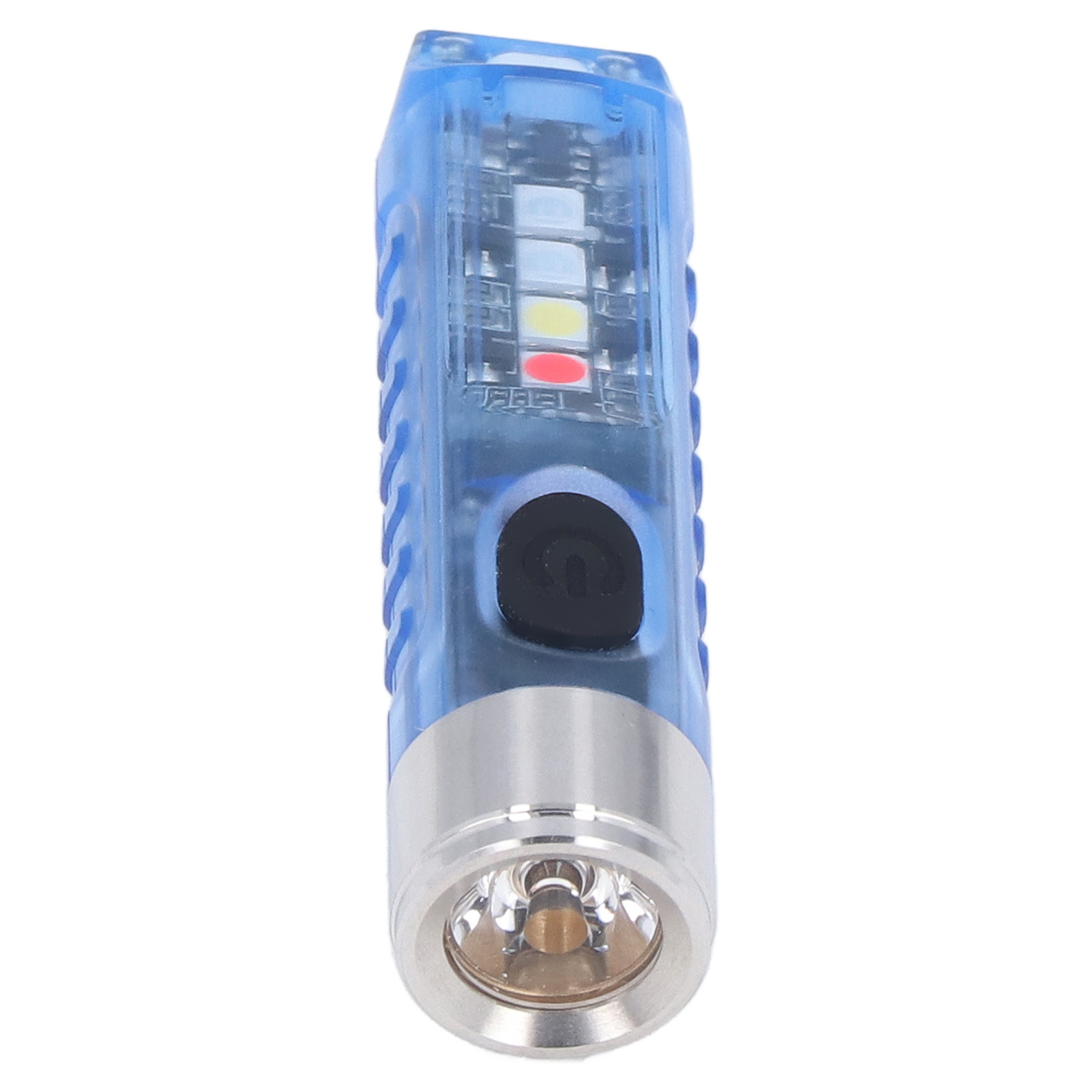 Wiederaufladbarer Led-schlüsselanhänger Mit Usb-anschluss, 5 Leds, 10 Leuchtmodi (weiß, Rot, Blau, Violett), Magnetisch, Tragbare Mini-taschenlampe S11, Transparent Blau