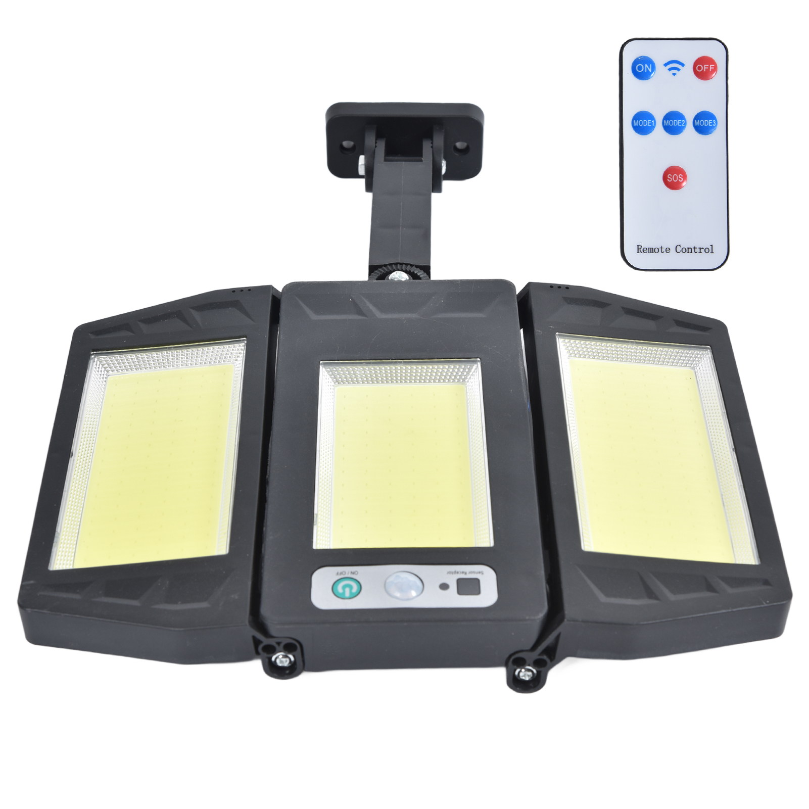 Cob-solarstraßenleuchte Mit Bewegungsmelder, Ip65 Wasserdichte Außenwandleuchte Für Garten, Einfahrt, Hof, Ce/rohs/fcc-zertifiziert, Fernbedienung Inklusive, Eingebauter Akku, V97-1 3cob.