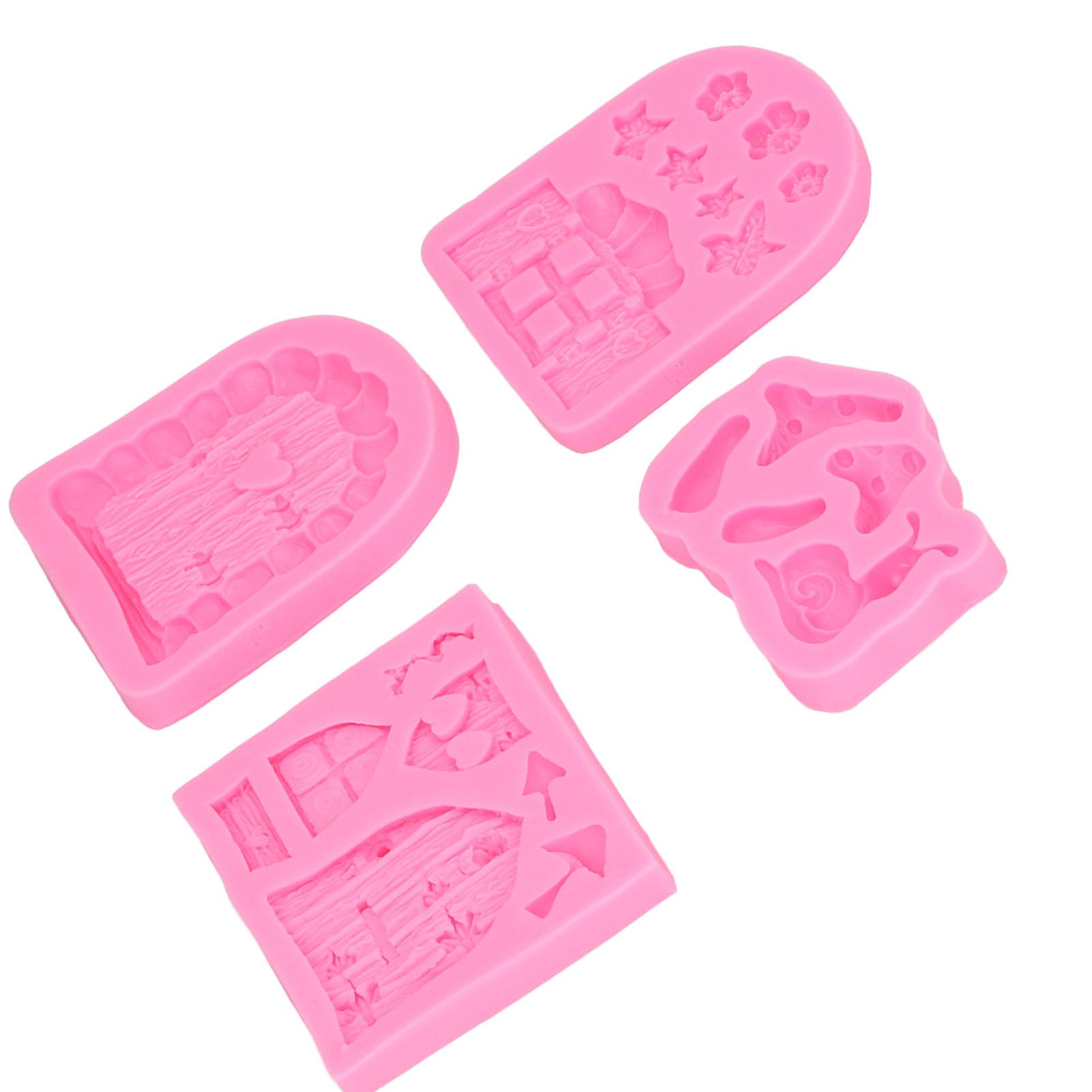 Set Mit 4 Silikonformen Für Süßigkeiten, Schokolade, Eiswürfel, Modelliermasse, Kekse, Gips, Harz, Zum Dekorieren Von Cupcakes Und Kuchen.