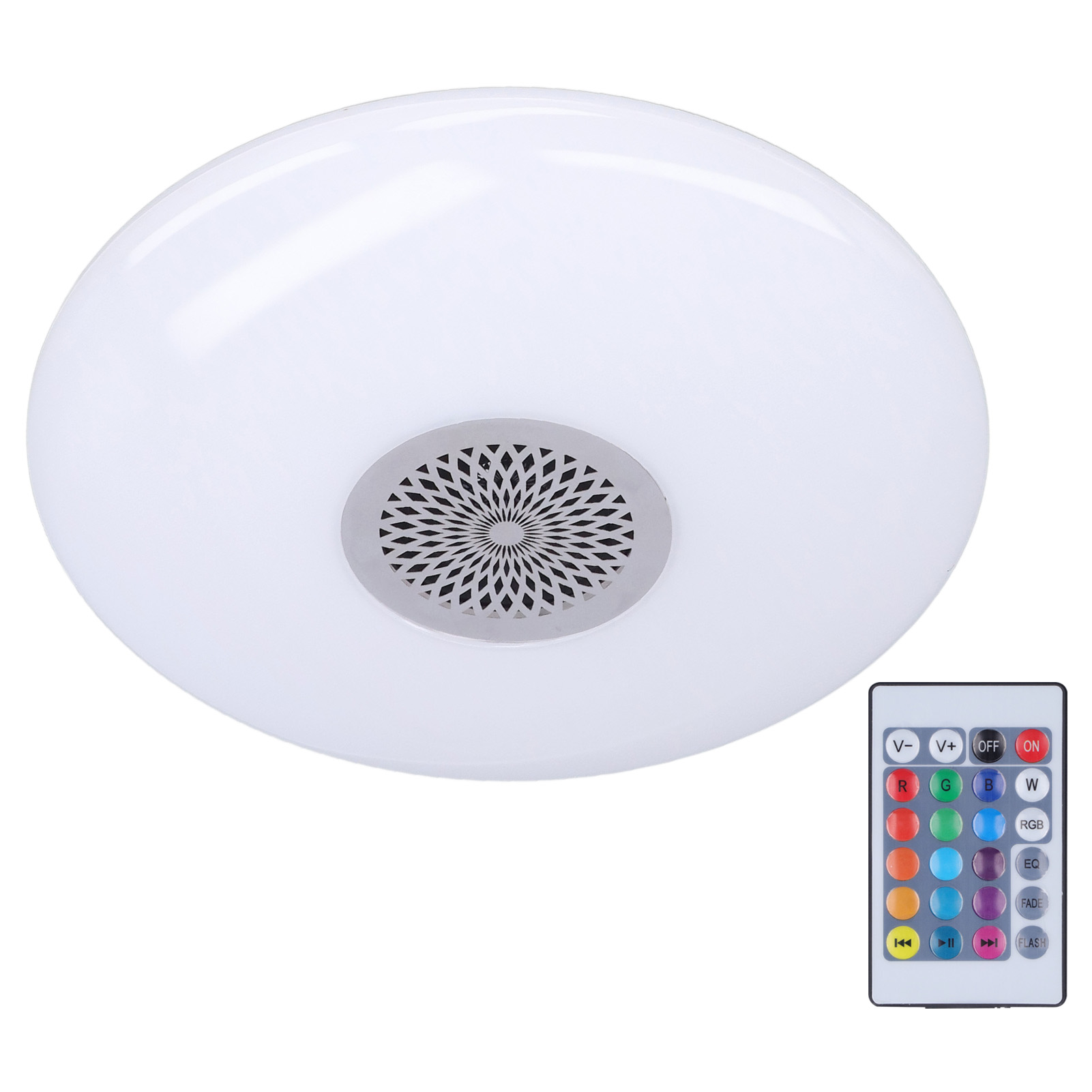 Ufo Rgb Bluetooth Led-lampe Mit Lautsprecher, Mehrfarbigem Dimmer, E27 85-265v, Fernbedienung Inklusive, Farbwechselnde Musikalische Deckenleuchte.