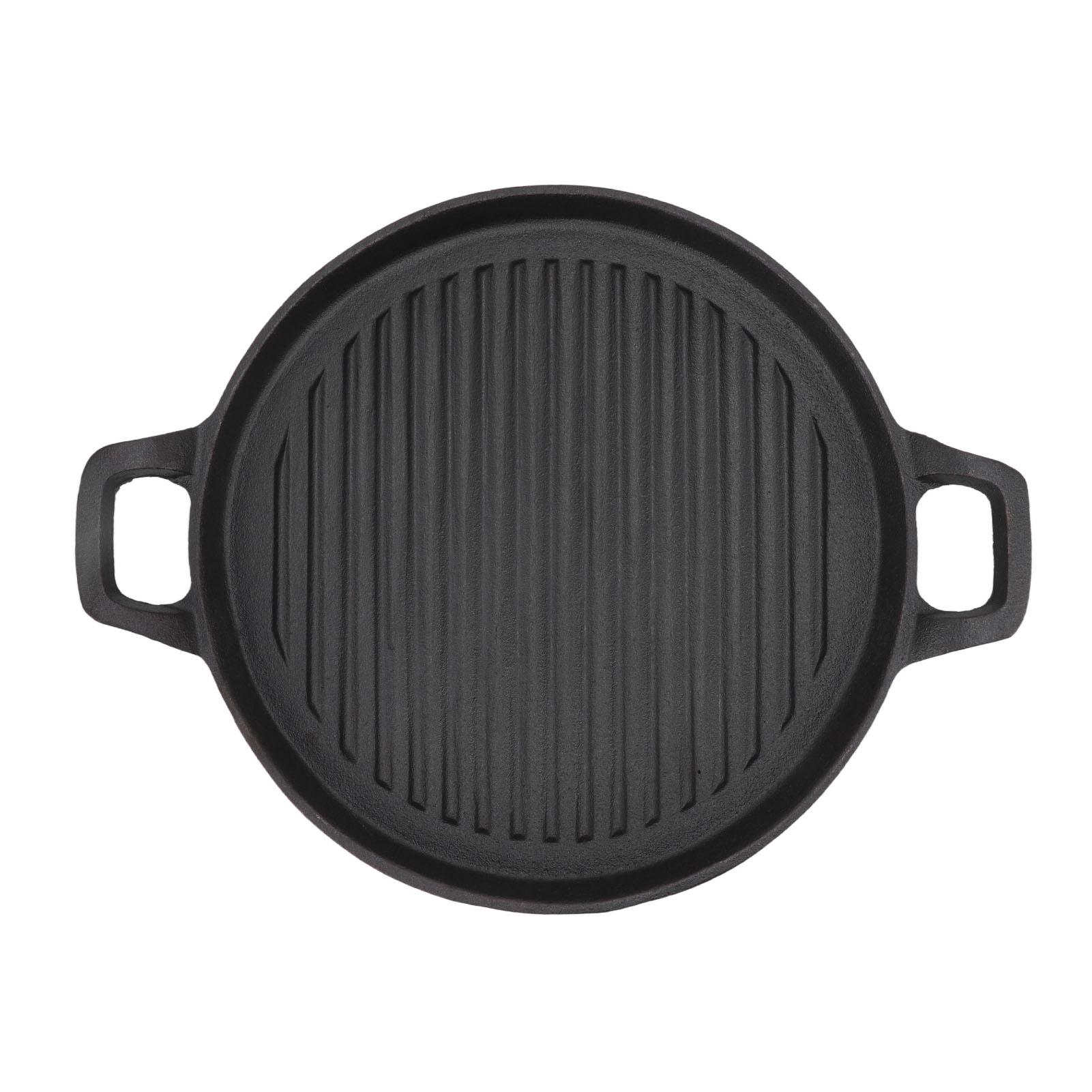 Runde 31 Cm Gusseisen-bratpfanne, Unbeschichtet, Natürlich Antihaftbeschichtet, Mit Doppelgriff, Grillpfanne Mit Rillen, Zum Grillen Und Kochen