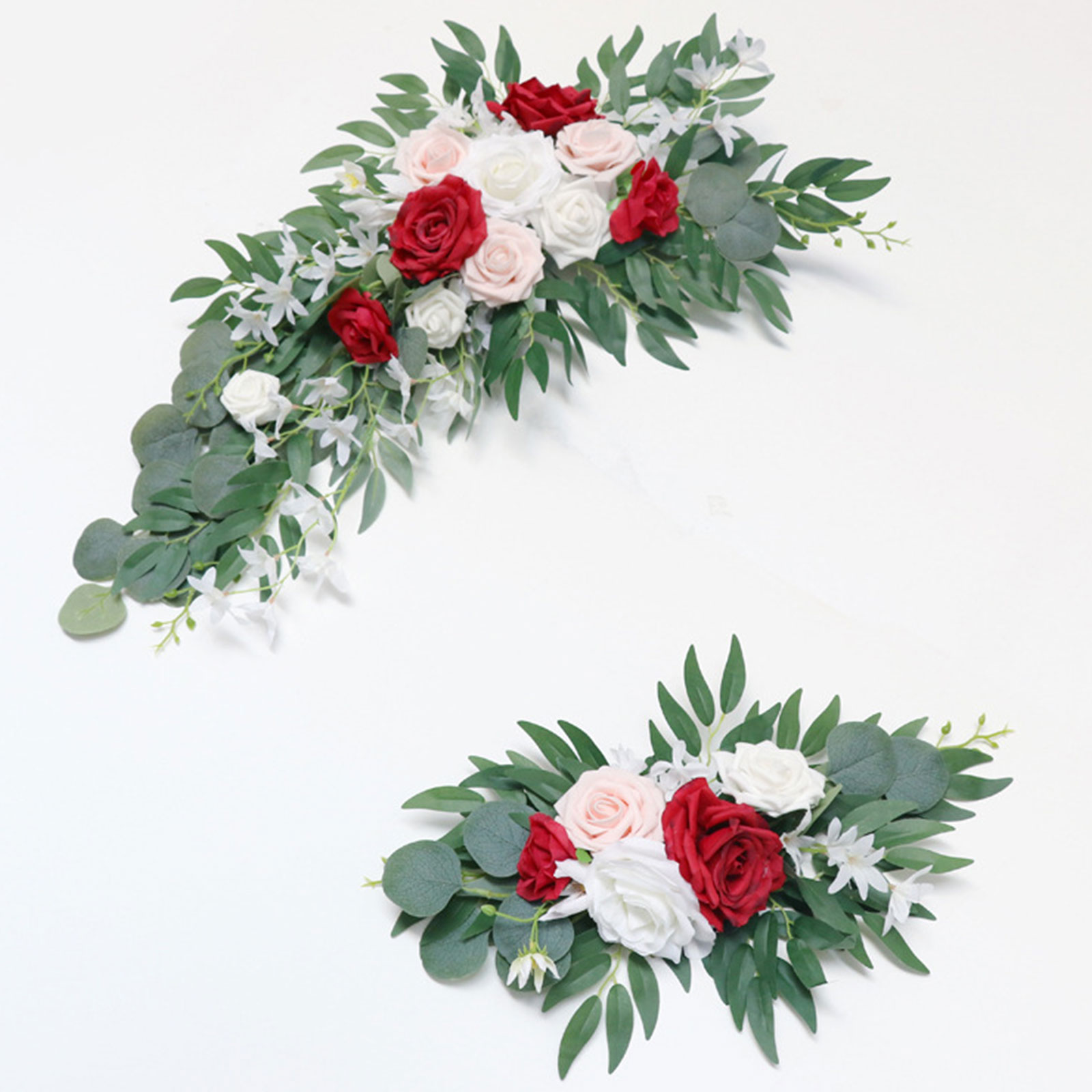 Blumenbesetzter Hochzeitsbogen, Dekoration Für Die Zeremonienkulisse, Künstliche Rosen Für Den Brautbogen, Bühnenecke: Großer Winkel 75 X 45 Cm, Kleiner Winkel 45 X 25 Cm