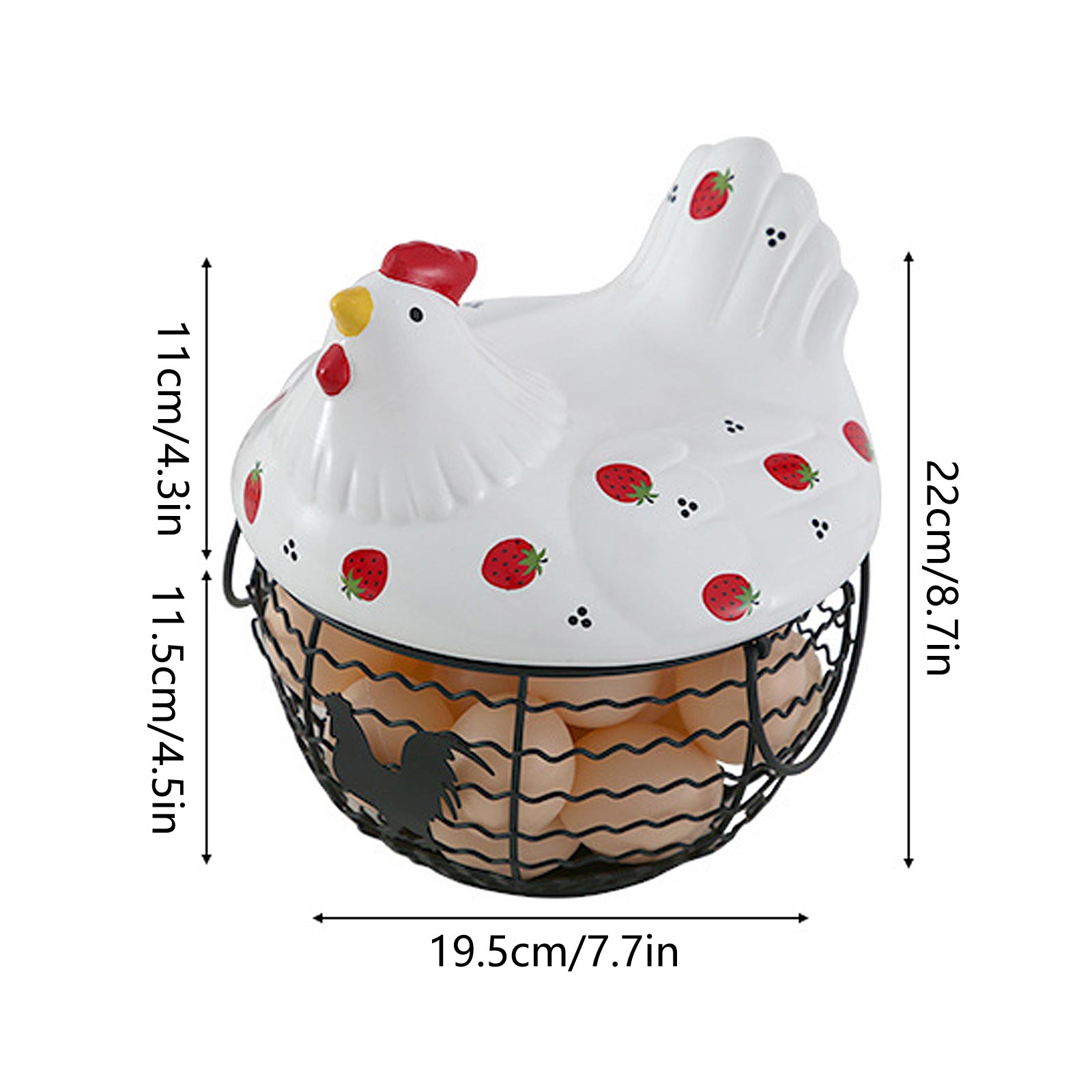 Aufbewahrungskorb Aus Keramik Und Eisen Für Eier Und Obst, Nordischer Stil, Mit Wassermotiv, 19,5 X 22 Cm, Fassungsvermögen Ca. 25 Eier, Dekoration Für Küche Und Wohnzimmer, 1 Stück