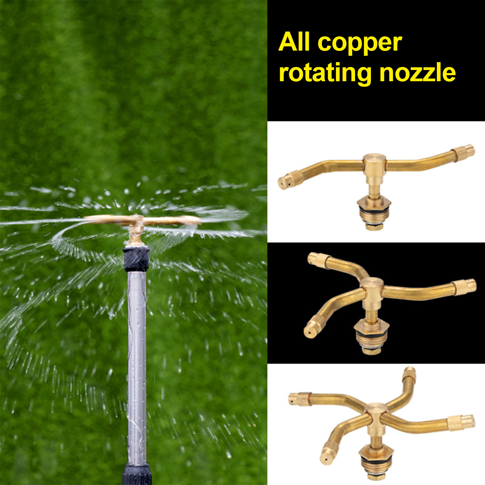 360° Drehbarer Kupfer-sprinklerkopf, 4 Auslässe, 2/3/4-fach Verzweigt, Sprühdüse Für Rasen, Garten, Kühlung Und Tropfbewässerung