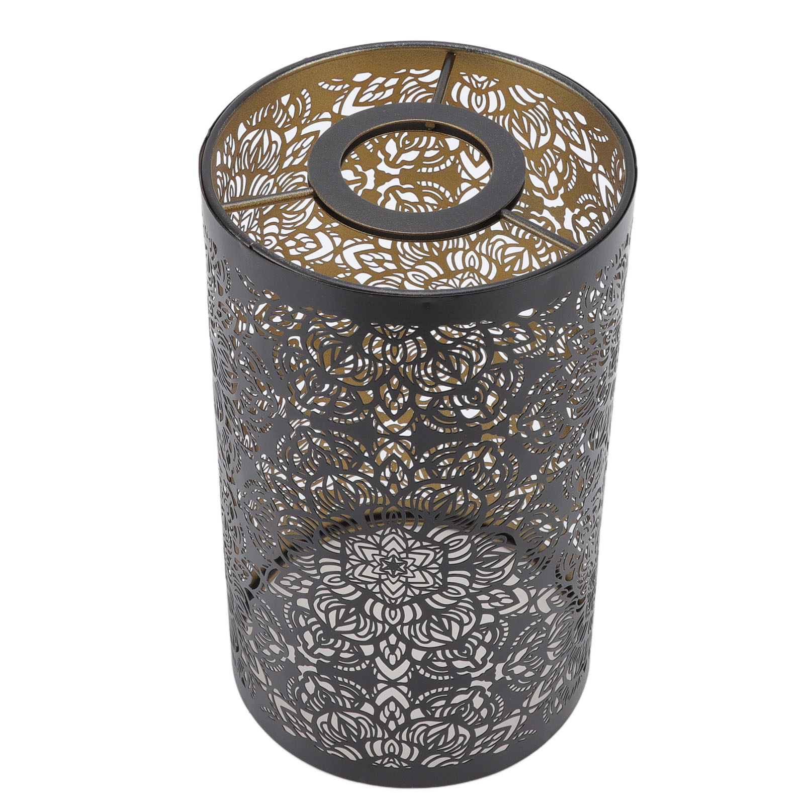Moderner Metalllampenschirm, Durchbrochenes Zylindrisches Design, Skulpturales Muster, Anpassbar E27/e26, Für Tischlampe (modell: Französische Blumenskulptur).