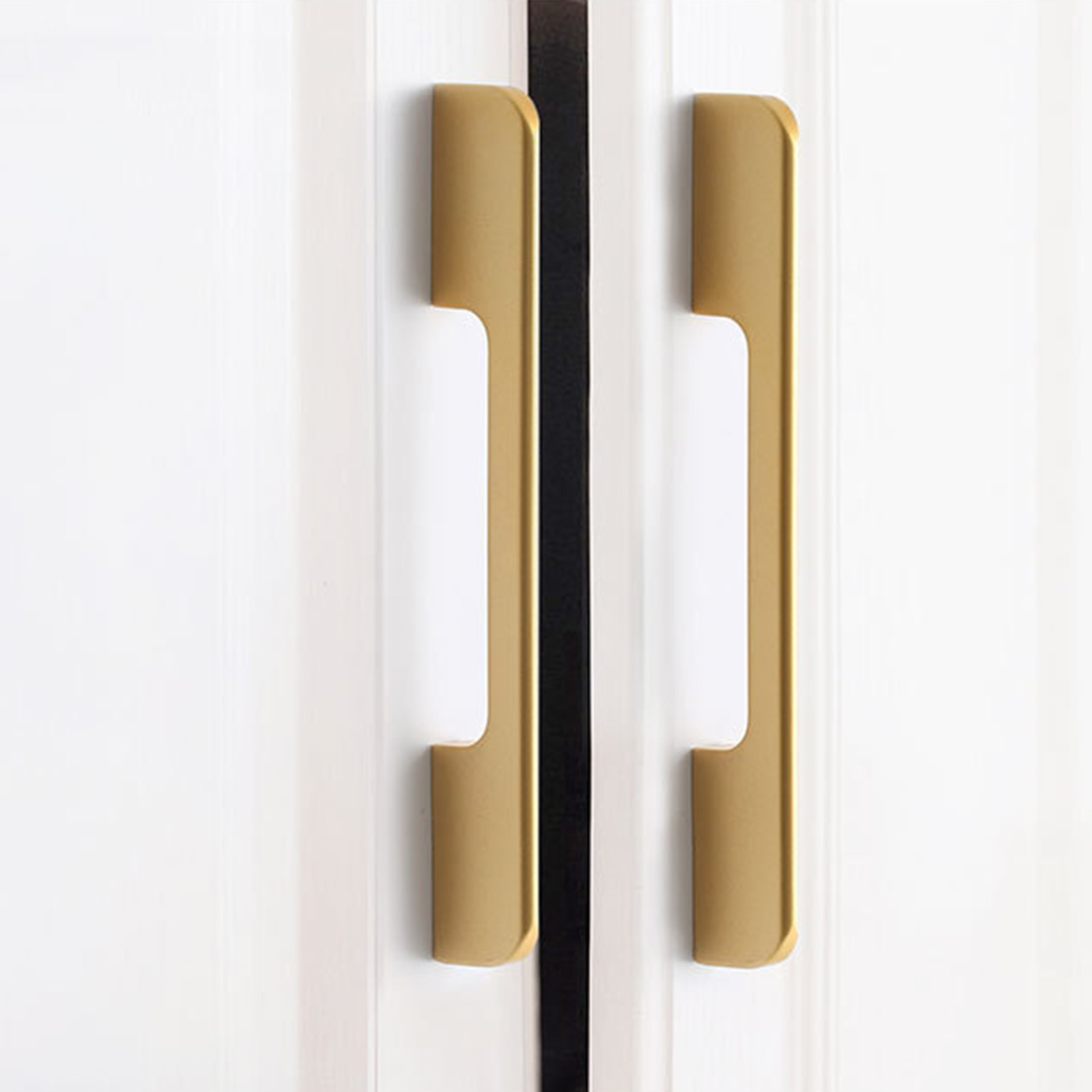 Moderner Türgriff Aus Schwarzem Aluminium, Küchenschubladen- Und Schrankgriff, Langer, Goldfarben Sandgestrahlter Möbelgriff, 160 Mm Lochabstand, Direktfertigung