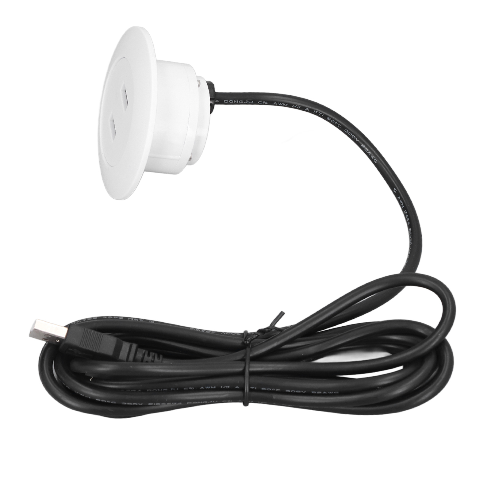 Doppelte 5v-einbau-usb-steckdose Für Nachttisch, Sofa Oder Sessel Mit 2,5 M Kabel, Weißem Ladegerät (luftpolsterfolie + Pp)