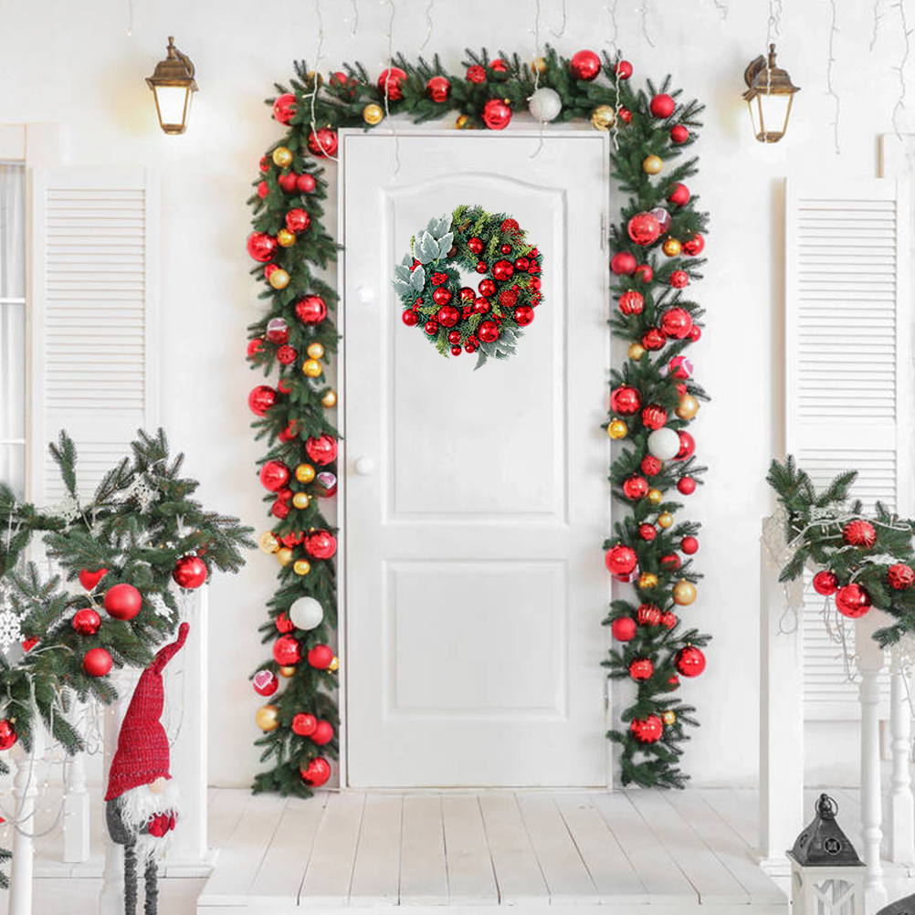 Gekreuzter Weihnachtskranz, Künstlicher Rattankranz Für Tür- Und Fensterdekoration, Deko-accessoire 37x33 Cm