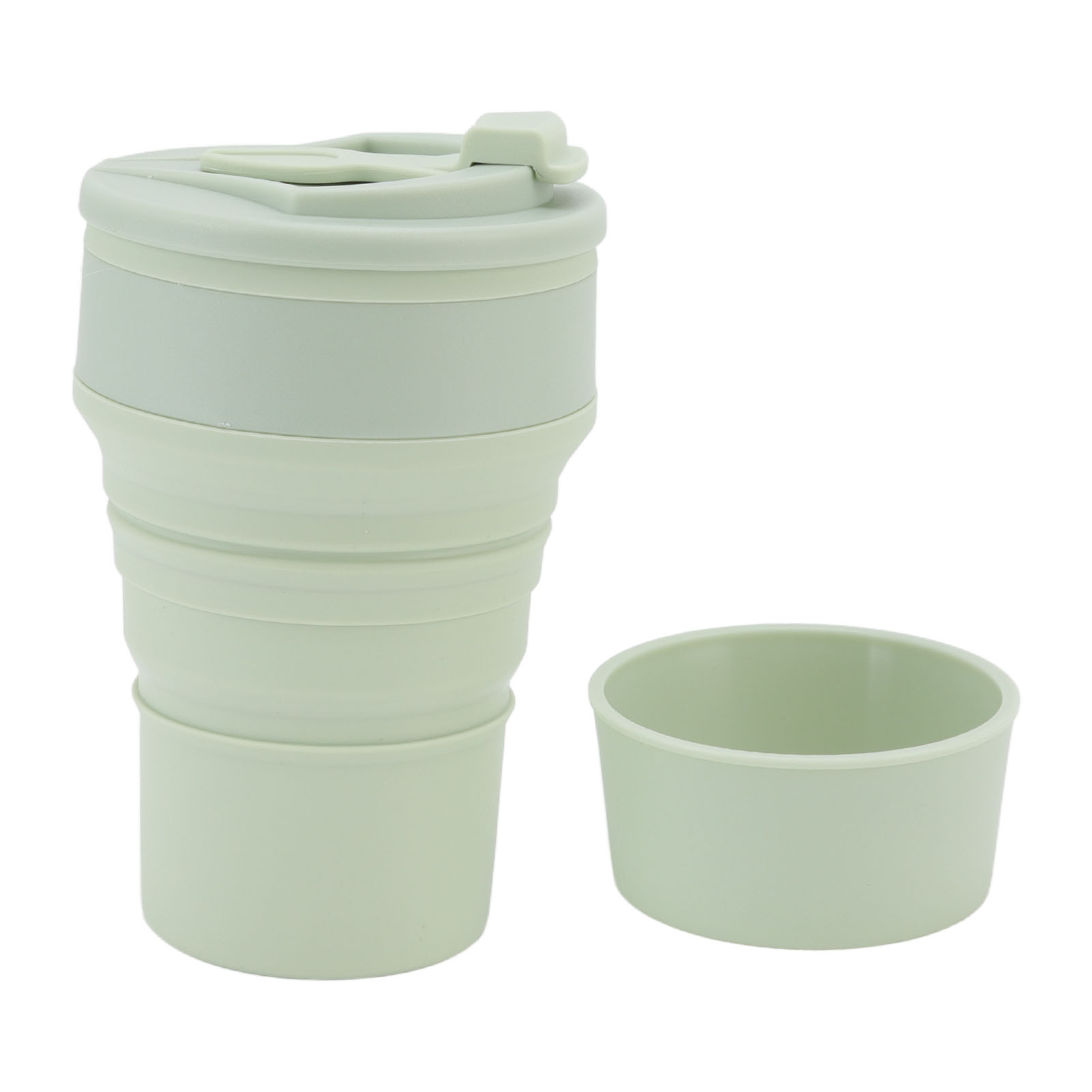 Zusammenfaltbarer Silikonbecher Für Reisen Und Camping, Hitzebeständig Und Dehnbar, Hellgrün, 500 Ml