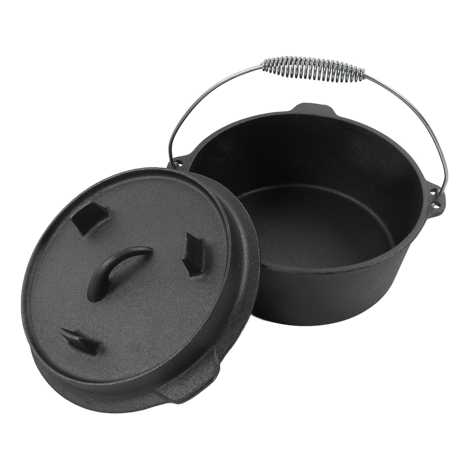 Robuster Gusseiserner Topf Mit Deckel Und Dreibeinstativ, 31 Cm, Ideal Zum Kochen Am Lagerfeuer, Köcheln, Campen Und Wandern.