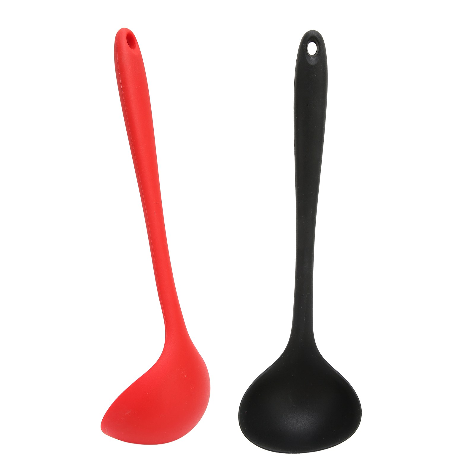 2-teiliger Silikon-suppenlöffel, Multifunktionale Schöpfkelle Zum Kochen, Für Suppen Und Breie, Schwarz + Rot.
