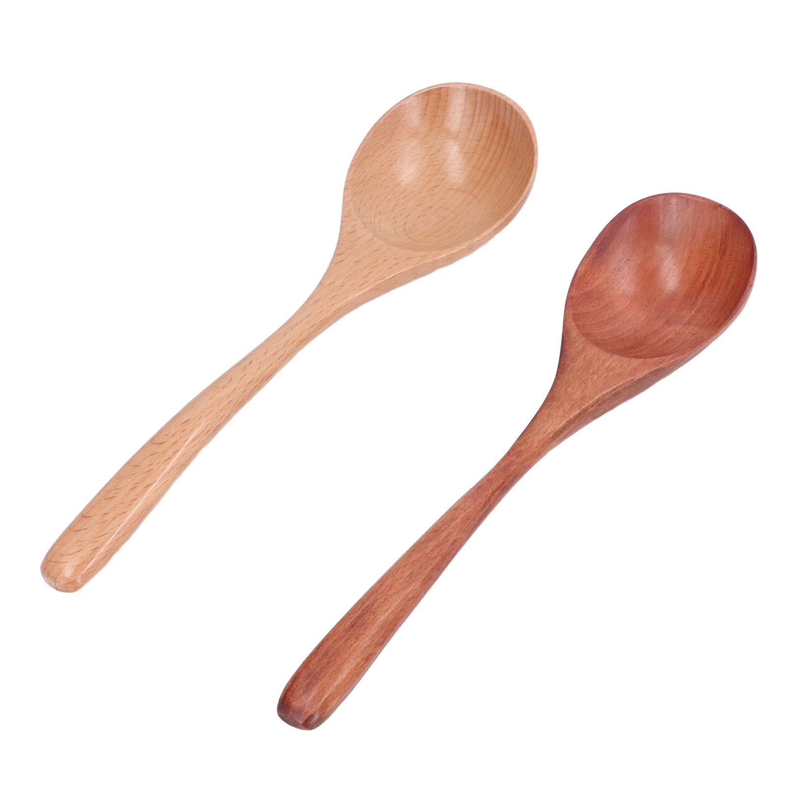 Set Aus 2 Runden Japanischen Löffeln, Langstielige Suppenlöffel Aus Buchenholz, Küchenlöffel Zum Umrühren Und Servieren, Küchenutensilien Aus Holz