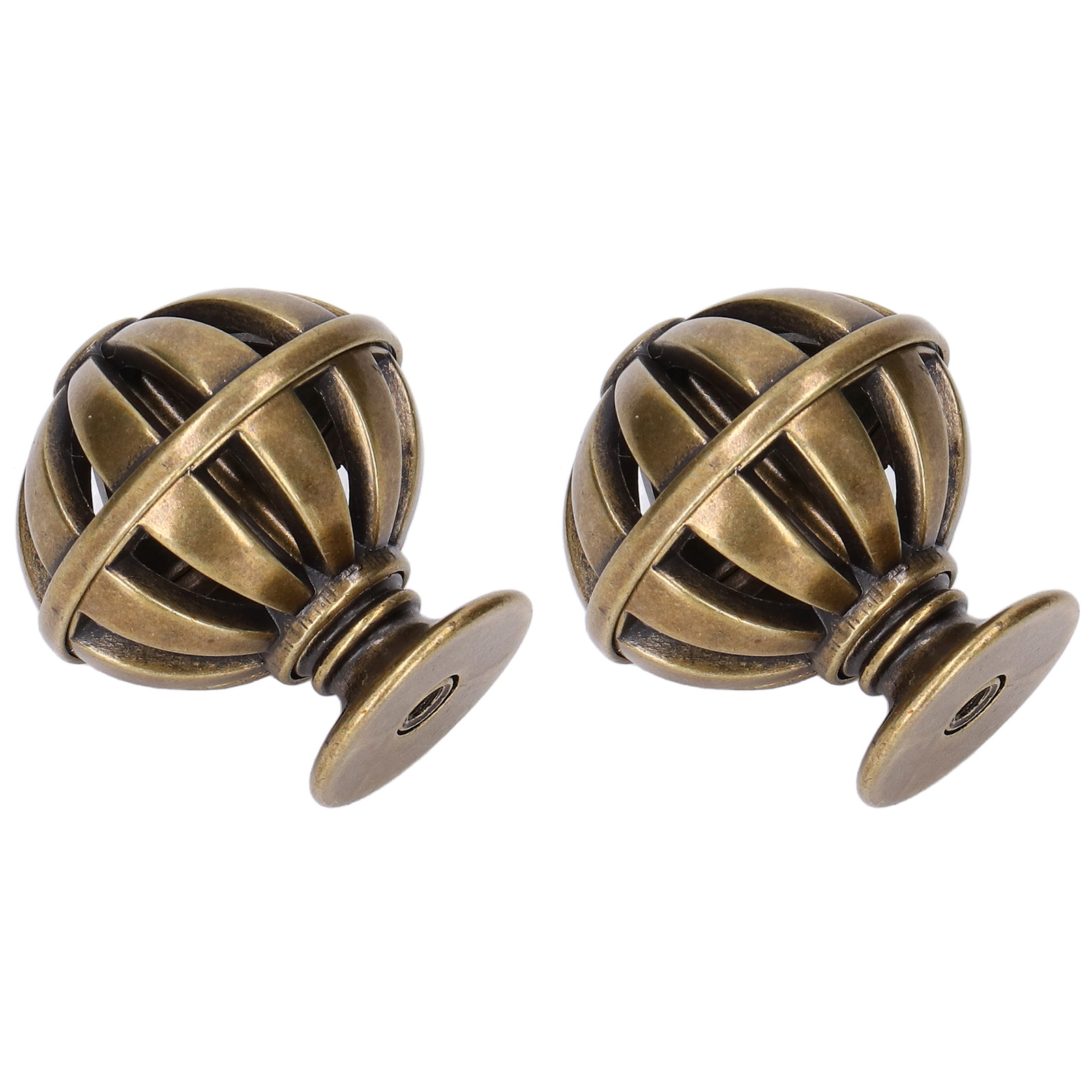 Set Aus 2 Farbenfrohen Chinesischen Schranktürgriffen, Durchbrochenen, Vogelkäfigförmigen Griffen, Kreativem Kugelförmigen Schubladenknopf, Antikbronze (2er-pack)