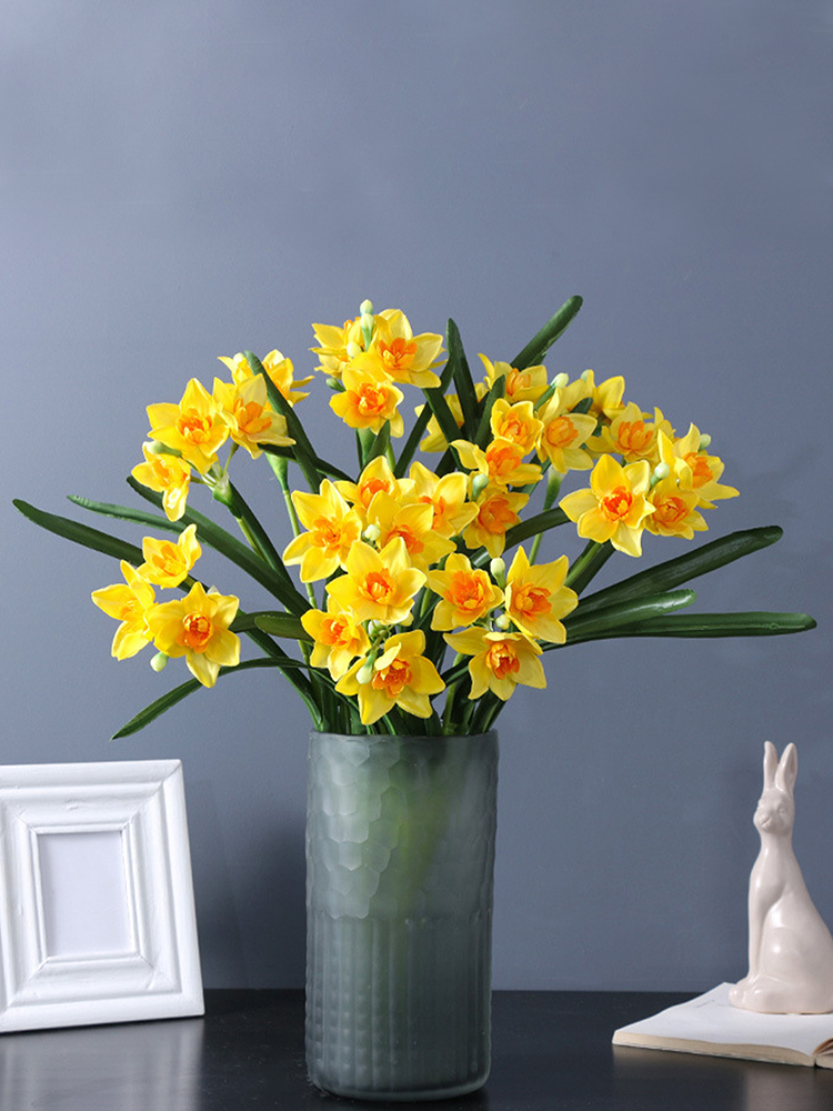 Strauß Künstlicher Narzissen (1 Stück) – Weiße Und Gelbe Mitte, 60 Cm, Künstliche Zimmerpflanze, Stoff- Und Kunststoffblumen