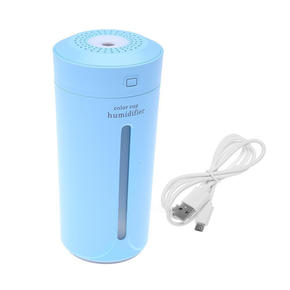 Wiederaufladbarer Led-becher Mit Usb-anschluss, Tragbarer Mini-luftbefeuchter, Großes Fassungsvermögen, Farbiges Nachtlicht, Blau