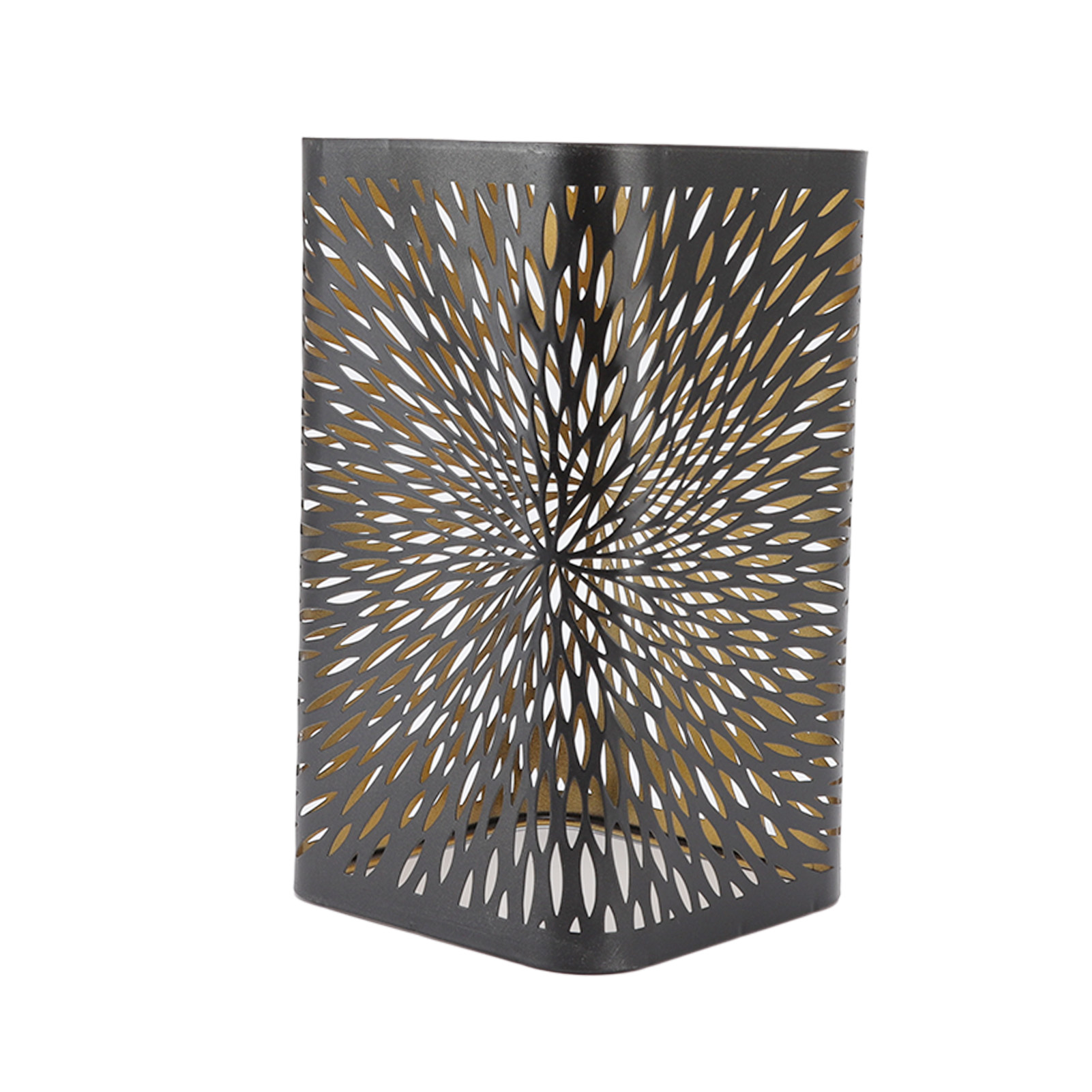 Moderner Lampenschirm Aus Schmiedeeisen, Durchbrochenes, Skulpturales Design, Quadratische Metallform Mit Mustern, Für Tischlampe, E27/e26 Fassung (graviertes Muster: Feuerwerk)