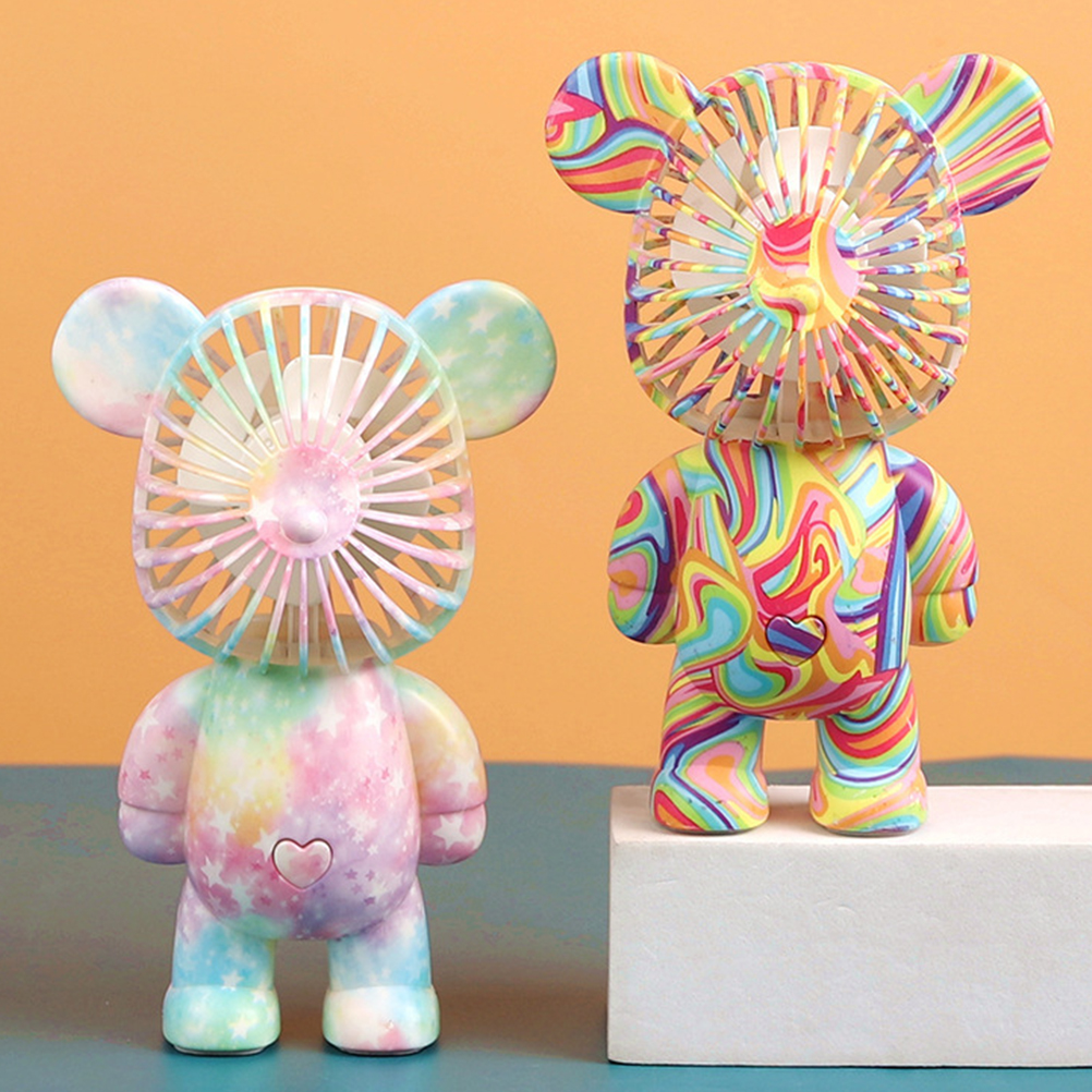 Mini-usb-ventilator In Teddybärform Für Kinder, Farbenfrohes Design, Multifunktionales Spielzeug, 1 Ventilator + 1 Usb-kabel + Geschenkbox, Modell 789-17b Regenbogenbär, Einheitsgröße