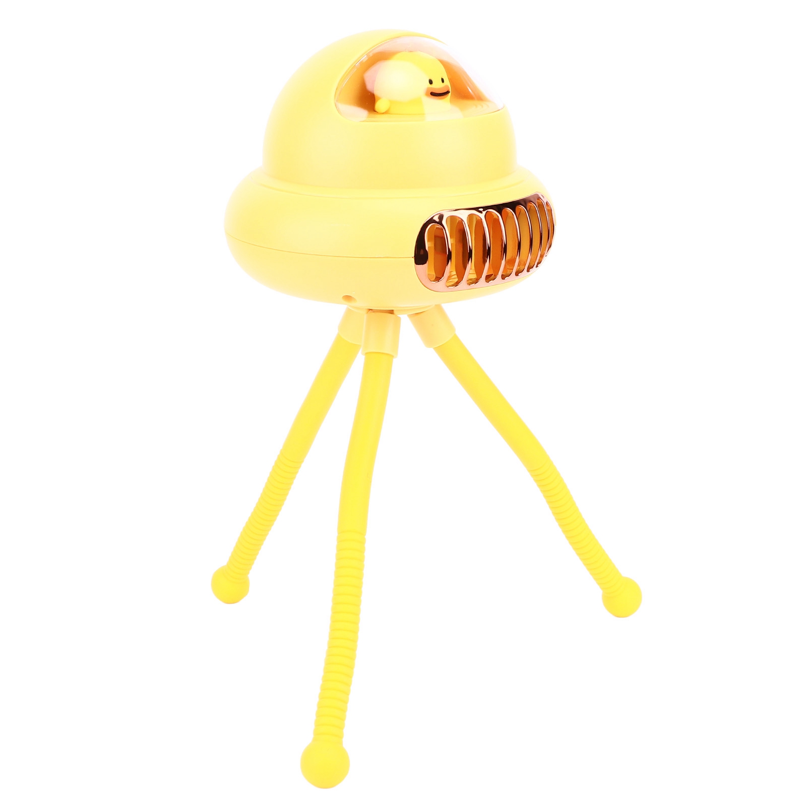 Kreativer, Gelber Oktopus-miniventilator Ohne Rotorblätter, Tragbar Mit Eingebautem Akku, Leise Und Multifunktional Für Kinderwagen, Im Raumkapsel-stil