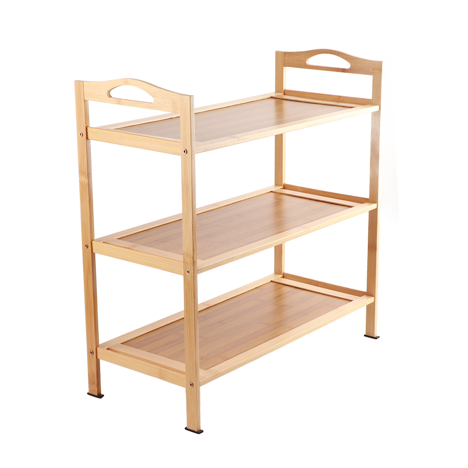 Schuhregal Aus Bambus, Geeignet Für Eingangsbereich, Schlafzimmer, Studentenwohnheim, Platzsparende Aufbewahrung, 3 Ebenen, 50 Cm Lang, Flaches Design