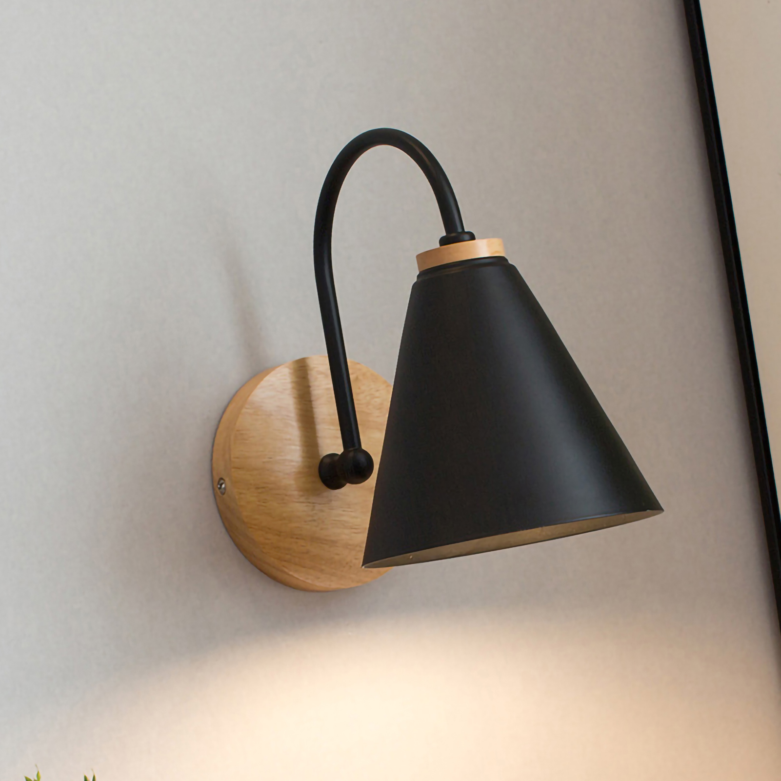 Skandinavische Design-wandleuchte Für Flur, Schlafzimmer, Wohnzimmer, Büro, Geschwungene Form, Schwarz, Leuchtmittel Nicht Enthalten.