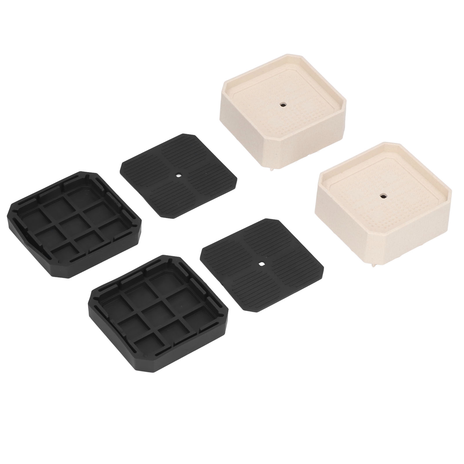 Set Aus 8 Stapelbaren, Naturfarbenen, Vibrationsdämpfenden Gummifüßen Für Bettbeine, Waschmaschinen, Kühlschränke Und Möbel Mit Integrierten Kanten.
