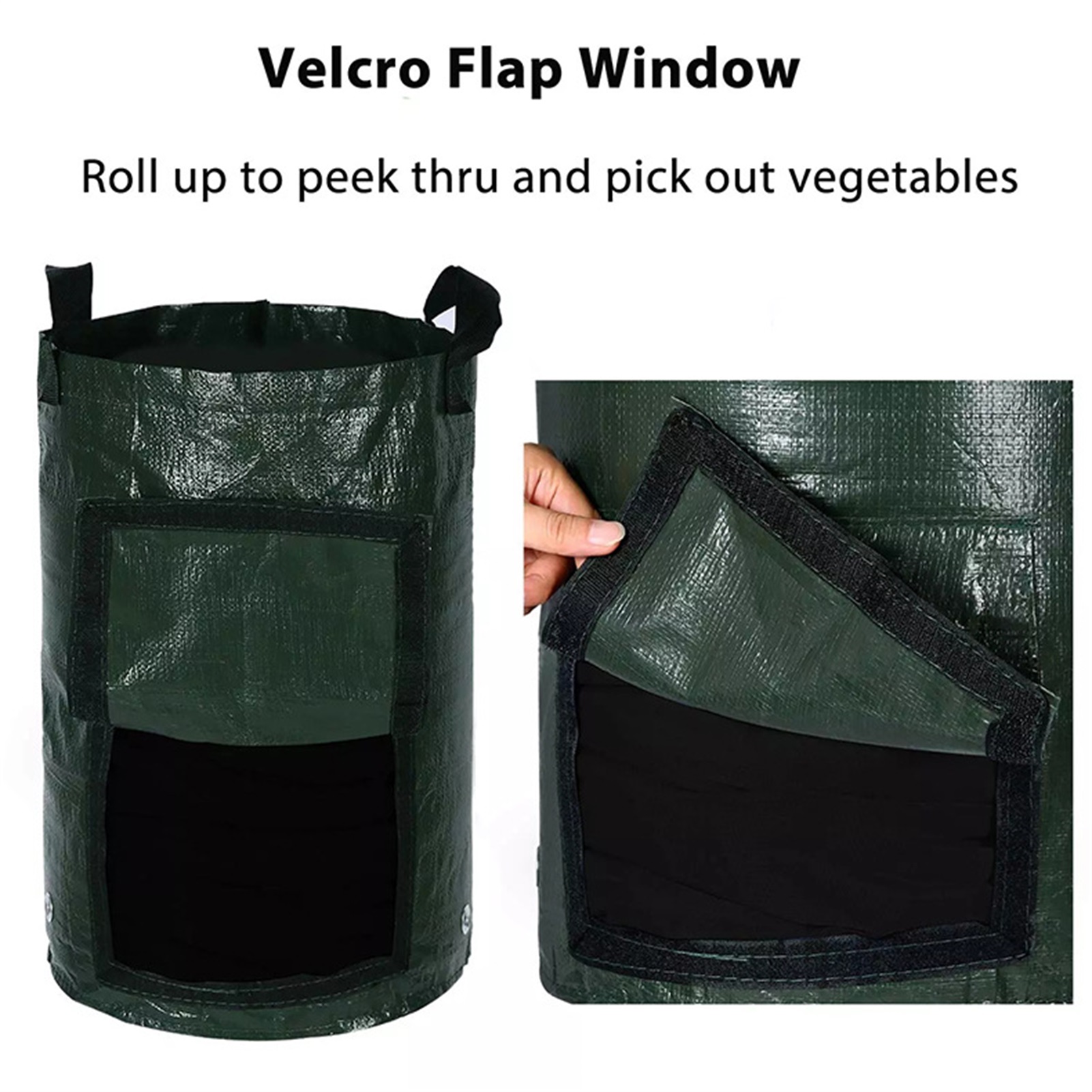 Schwarzer Pe-pflanzsack Für Kartoffeln, Tomaten Und Gemüse – 5 Gallonen (23 X 28 Cm) – Belüfteter Pflanzsack Mit Sichtfenster – Schnelle Lieferung