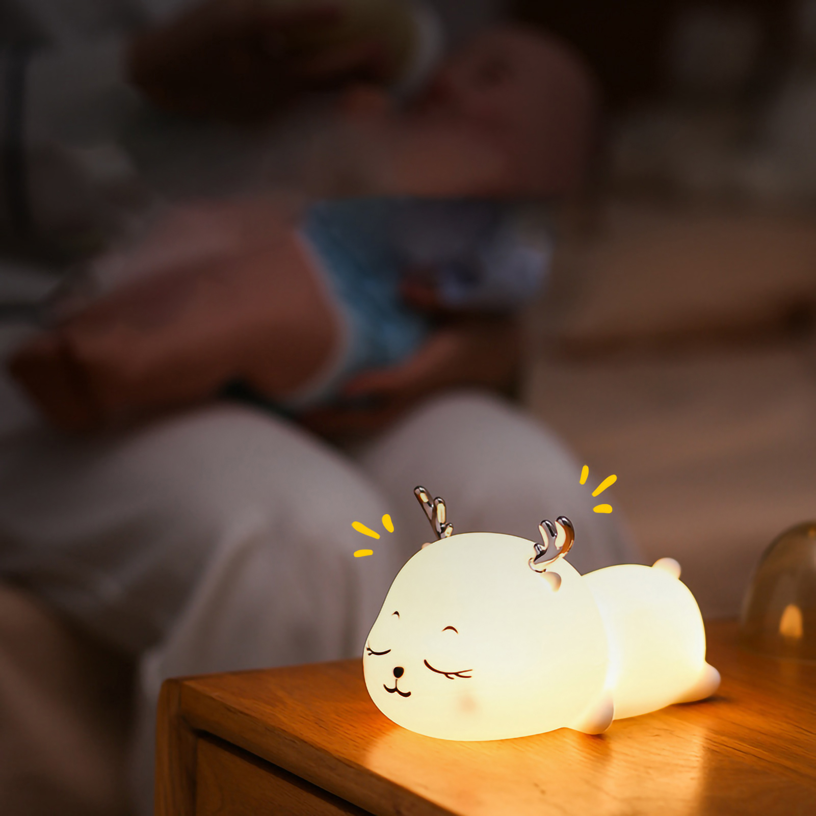 Berührungsempfindliches Silikon-nachtlicht In Form Eines Rehs, 7 Farben, Beruhigendes Licht Zum Stillen Und Schlafen, Augenschutz, Intelligenter Timer, Geschenkidee Für Kinder
