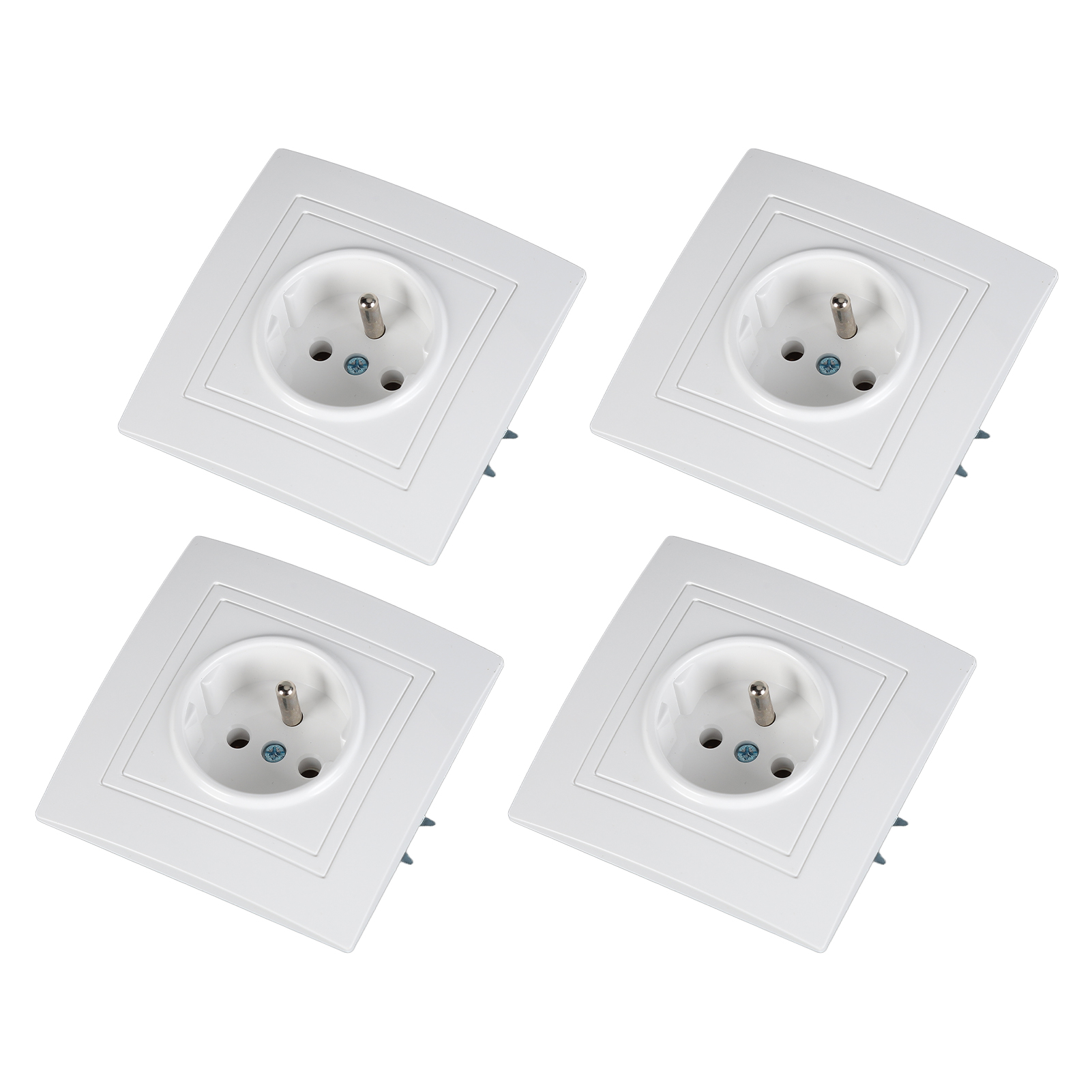 Packung Mit 8 Weißen 16a 220v Wandsteckdosen, Typ E/f, Einbau-sockelleisten, Ideal Für Die Elektroinstallation Im Haushalt.