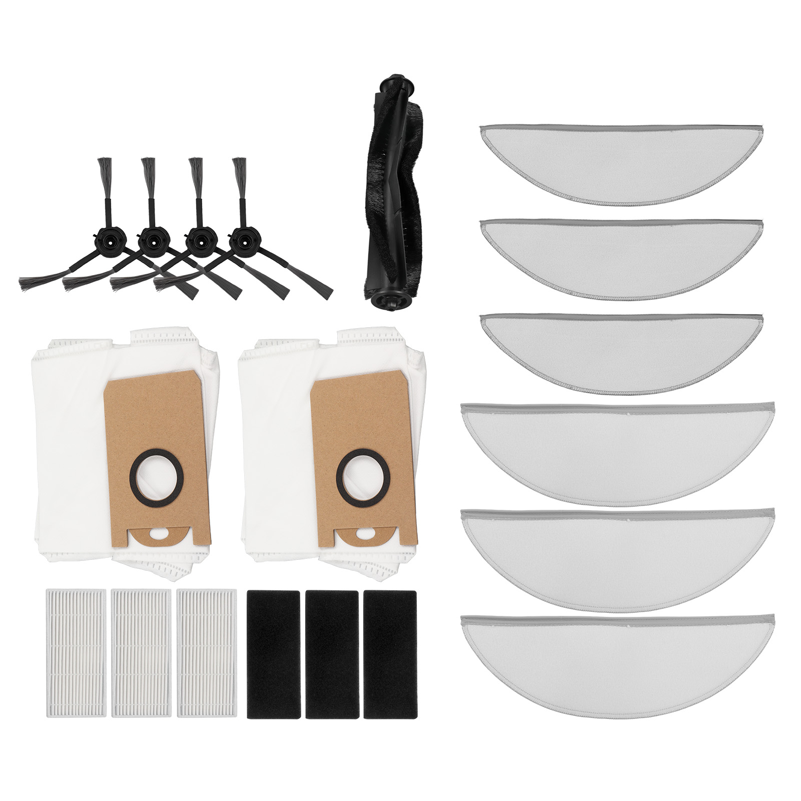 Lydsto R1 Intelligenter Saugroboter-ersatzteilset: 1 Hauptbürste + 2 Staubbeutel + 3 Filter + 3 Weiße Tücher + 3 Graue Tücher + 2 Paar Seitenbürsten