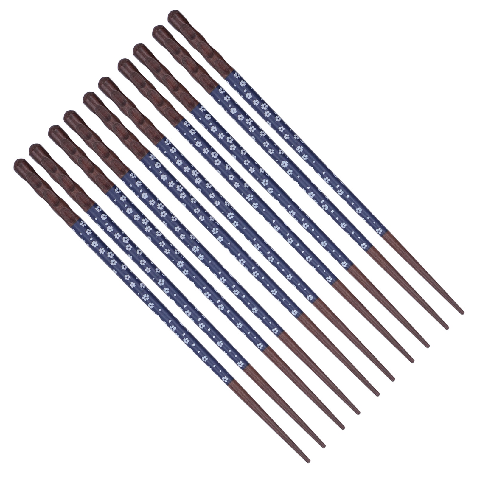 Set Mit 5 Paar Blauen Essstäbchen Aus Holz, Schildkrötenpanzermuster, Spitz Zulaufend, Für Sushi, Vorspeisen Und Zum Kochen, Zur Wärmeübertragung, Für Den Hausgebrauch.