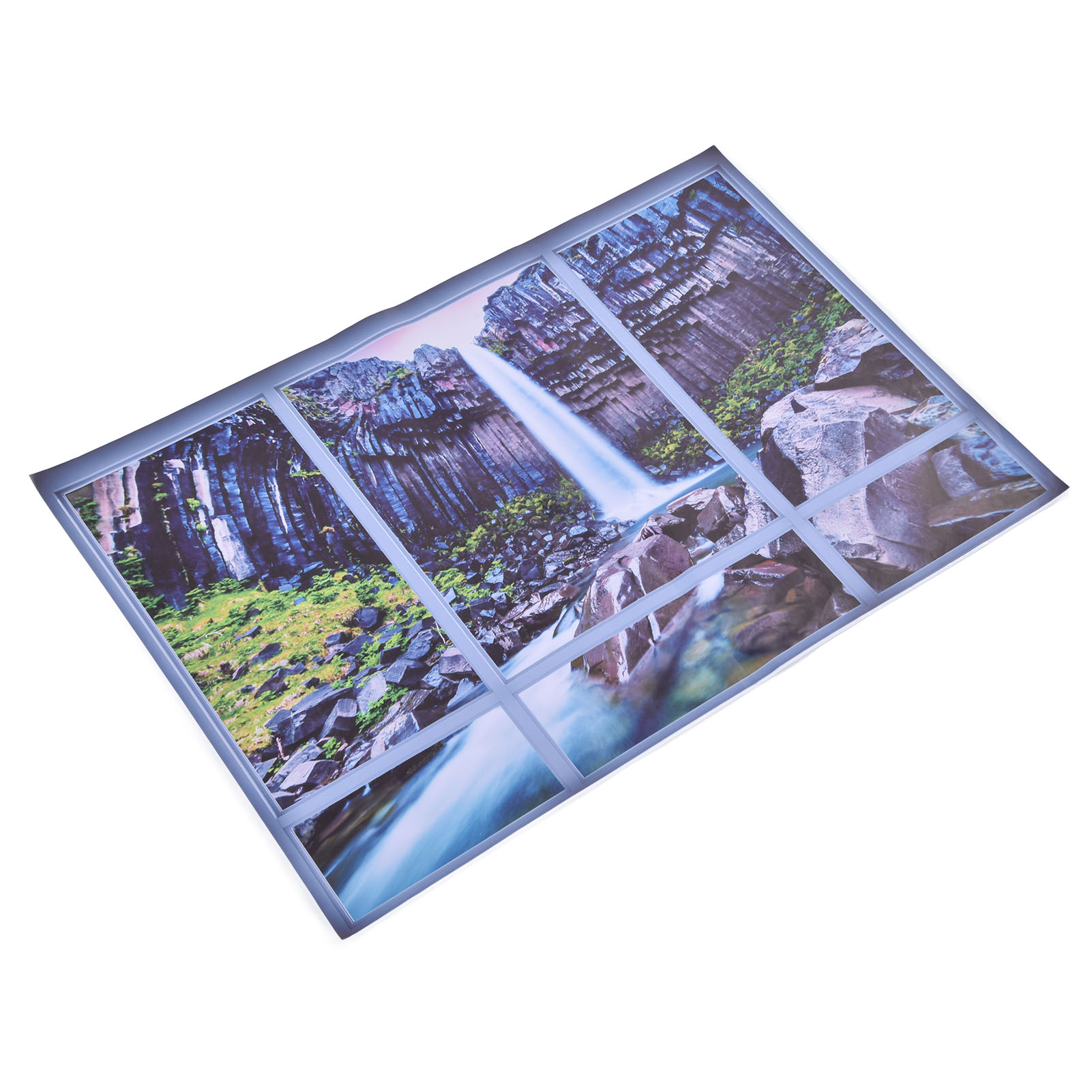 Set Mit 2 Realistischen 3d-pvc-wandaufklebern, Künstliches Fenster, Isländische Landschaft, Wasserfall, Selbstklebende Dekoration.