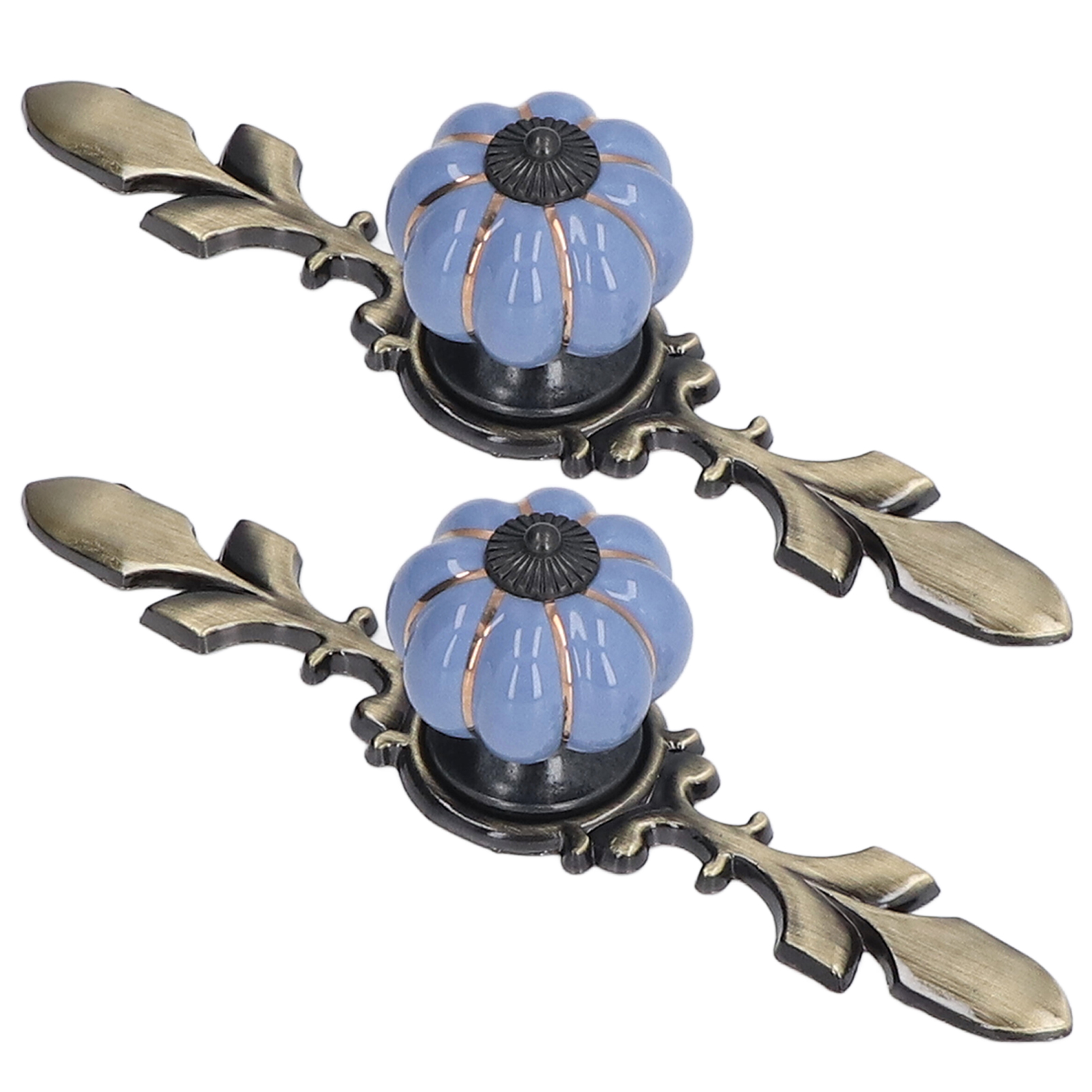Set Mit 2 Keramikgriffen In Kürbisform, Zinklegierung, Chinesischer Landhausstil, Für Schubladen, Schränke, Schuhregale, Königsblauer Knauf 1045a