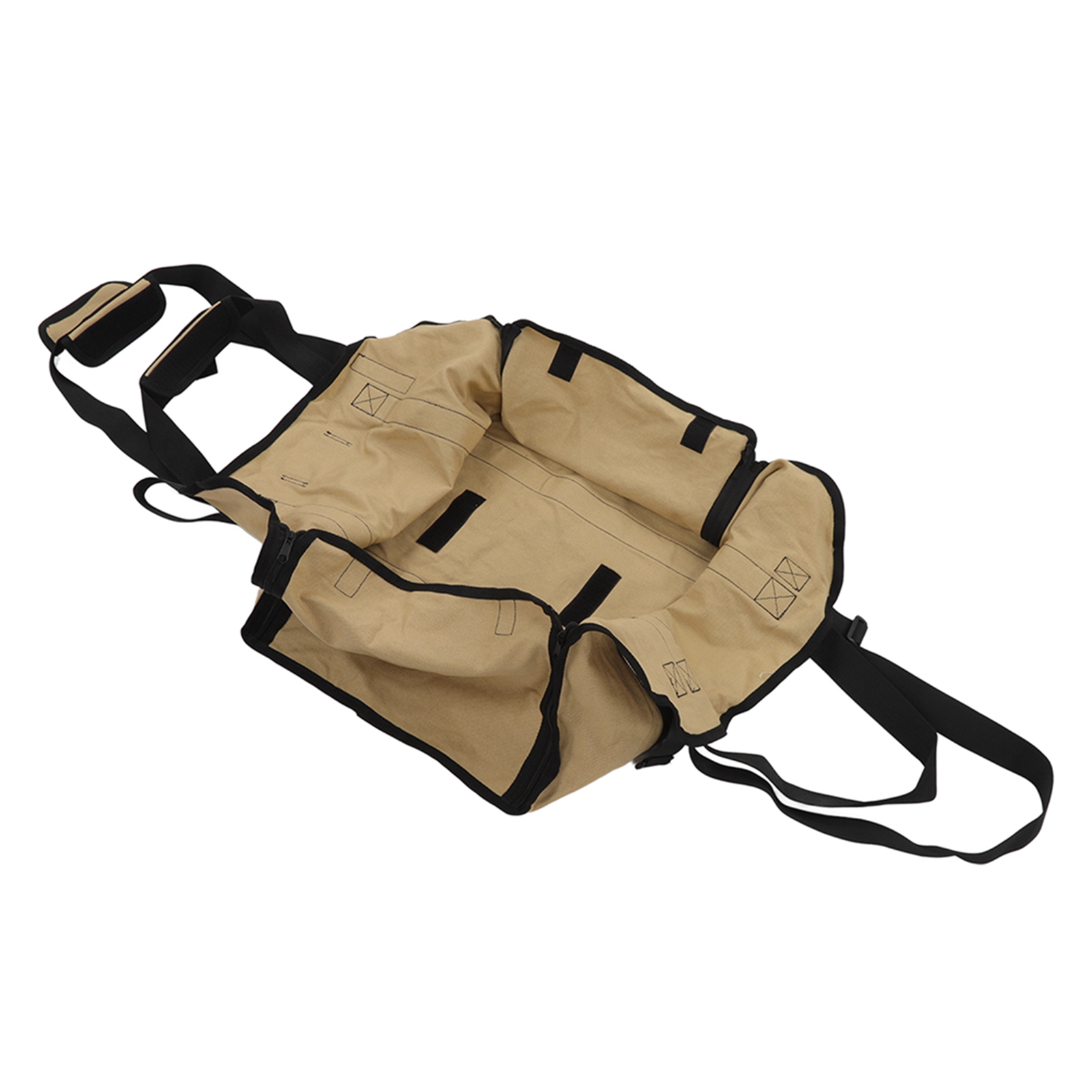 Set Aus 2 Großen, Tragbaren Brennholztaschen Für Camping Und Outdoor-aktivitäten, Khakifarben, Holzbeutel