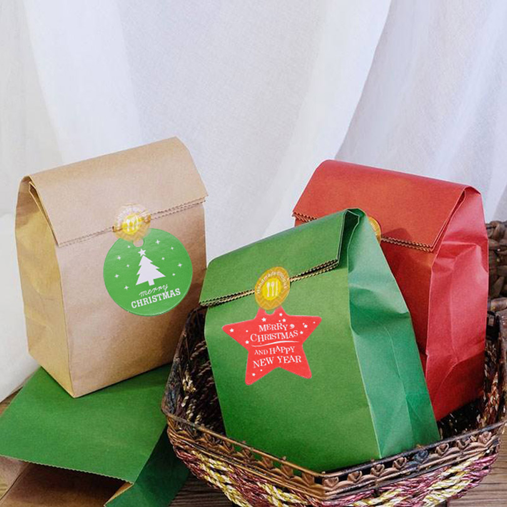 Packung Mit 100 Roten Weihnachtsetiketten Zum Backen, Dekorieren Des Weihnachtsbaums Und Zum Aufhängen Von Grußkarten