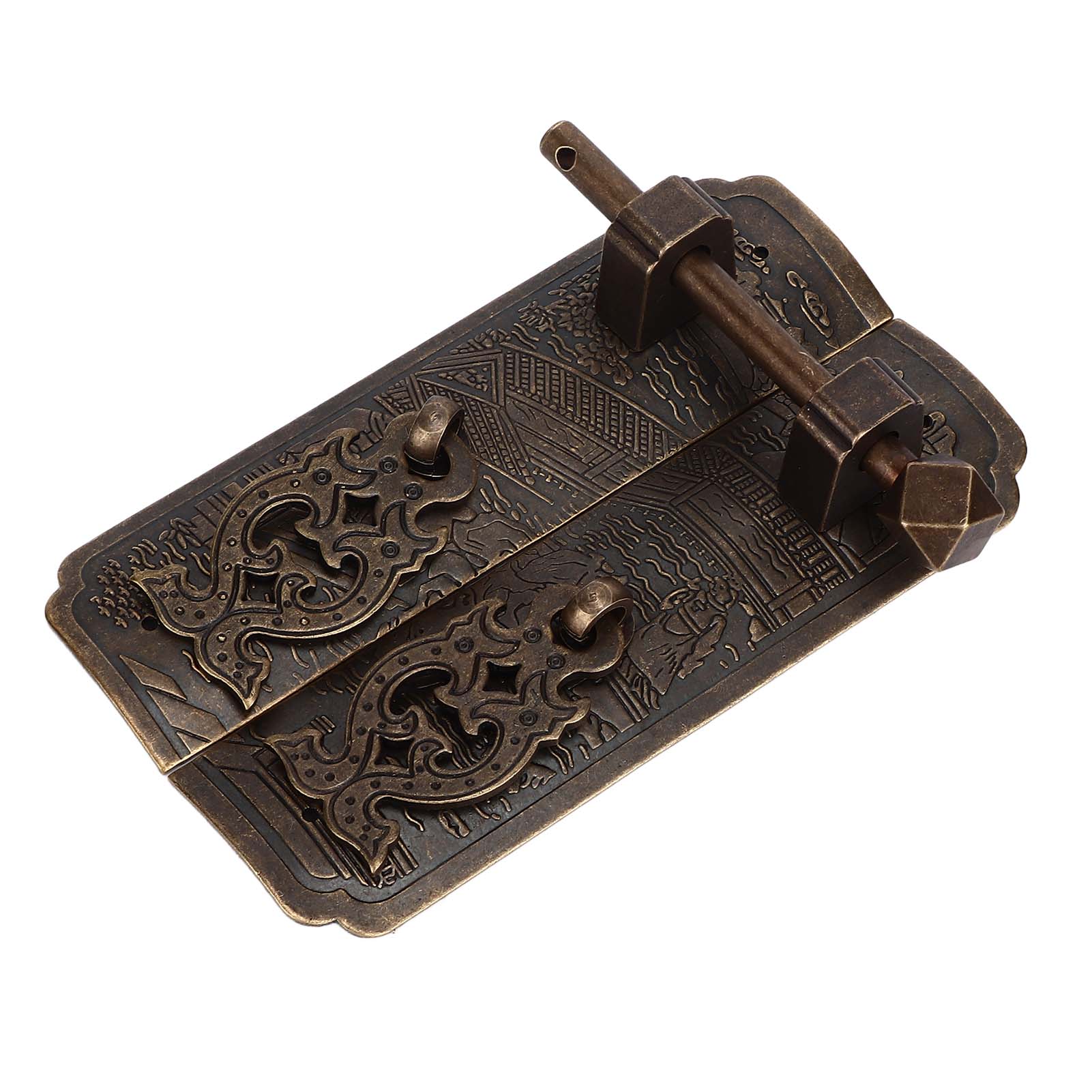 Antiker Chinesischer Landschaftsmotiv-druck Aus Reinem Kupfer, Gerader Griff Für Schrank, Buffet, Kommode, Retro-möbelbeschläge, Antikes Bronze-modell.