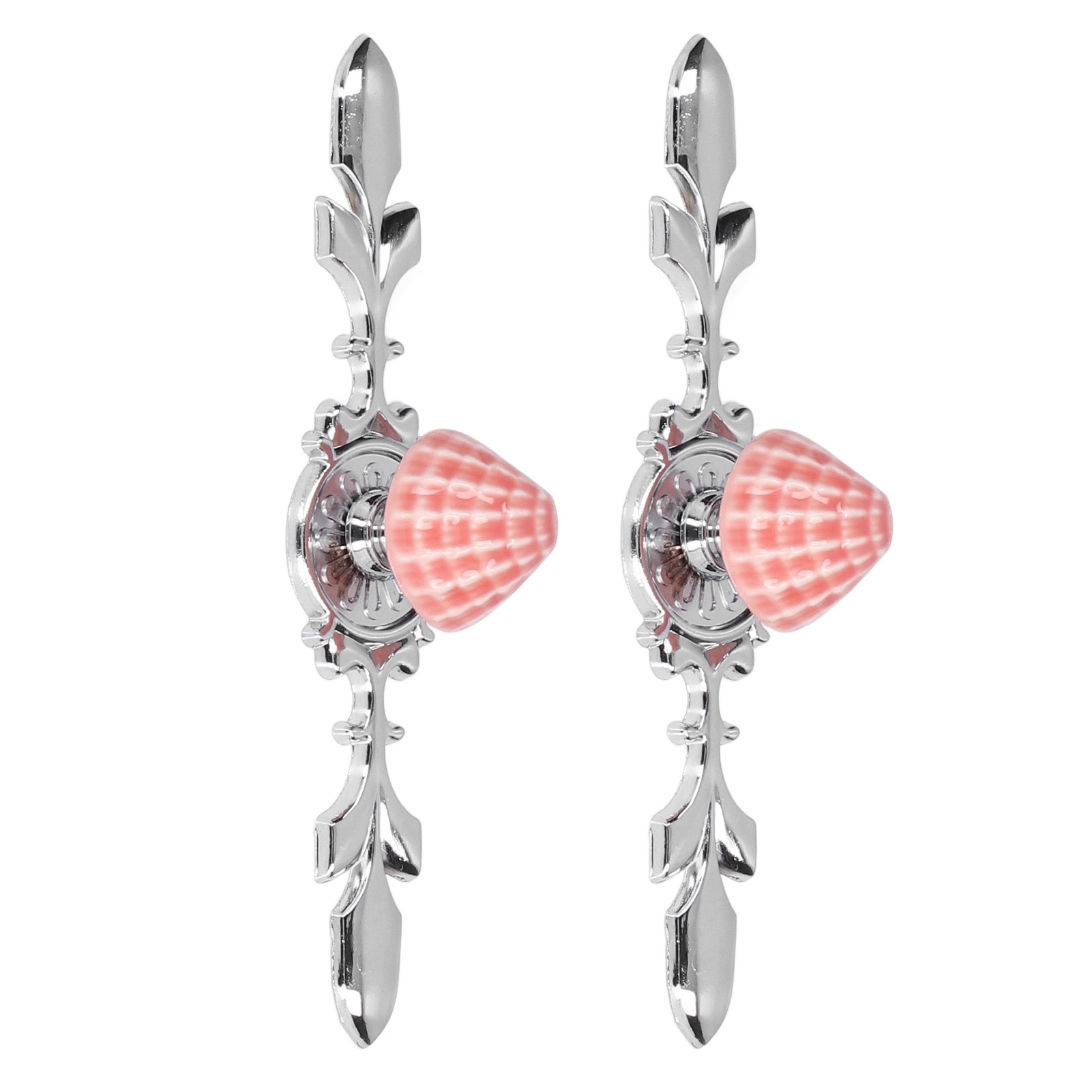 Set Mit 2 Modernen Schubladengriffen Im Landhausstil Aus Keramik Und Zinklegierung Für Küchenschränke, Rosa, Muscheldesign 1088d, Große Größe (2 Sets/packung)